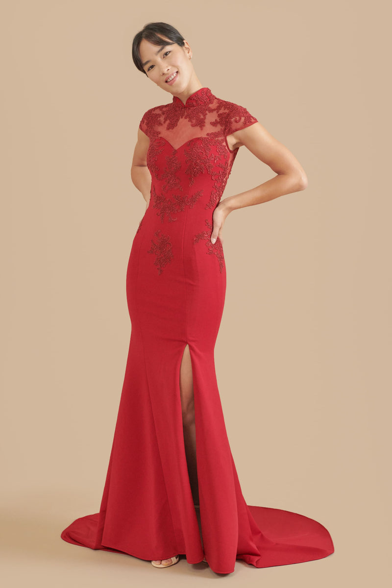 Amal Bespoke Dress Modern Lace Wedding Cheongsam East Meets Dress