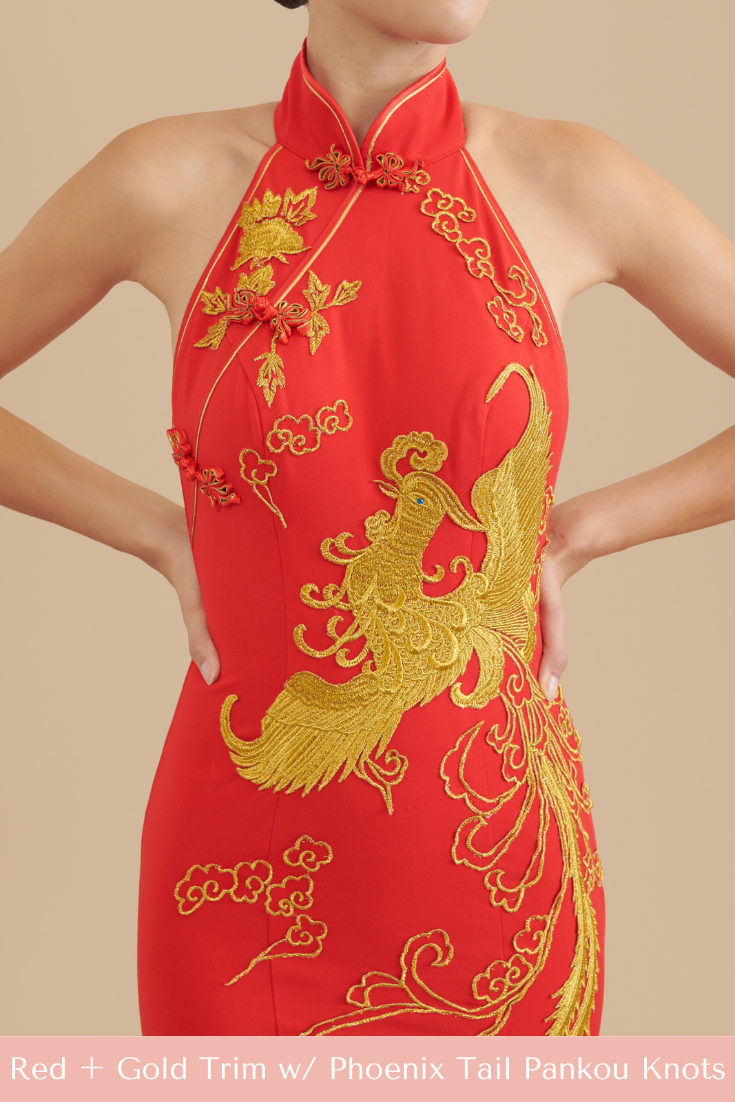 Constance Bespoke Dress | Modern Red & Gold Phoenix Qipao | East Meets Dress Constance Bespoke Dress | Modern Red & Gold Phoenix Qipao | East Meets Dress