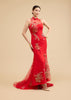 Frances Bespoke Dress | Modern Red & Gold Crane Mermaid Chinese Wedding Dress