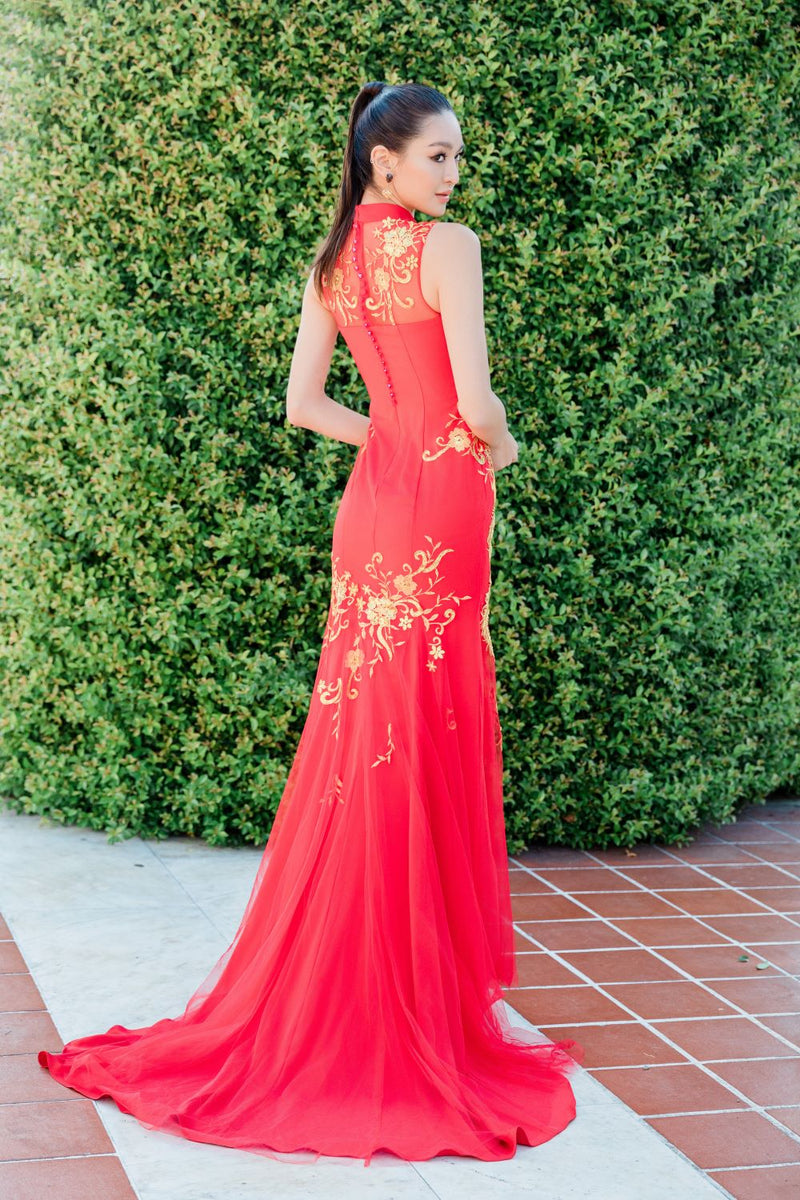 Suni Bespoke Dress Red & Gold Mermaid Chinese Wedding Dress East