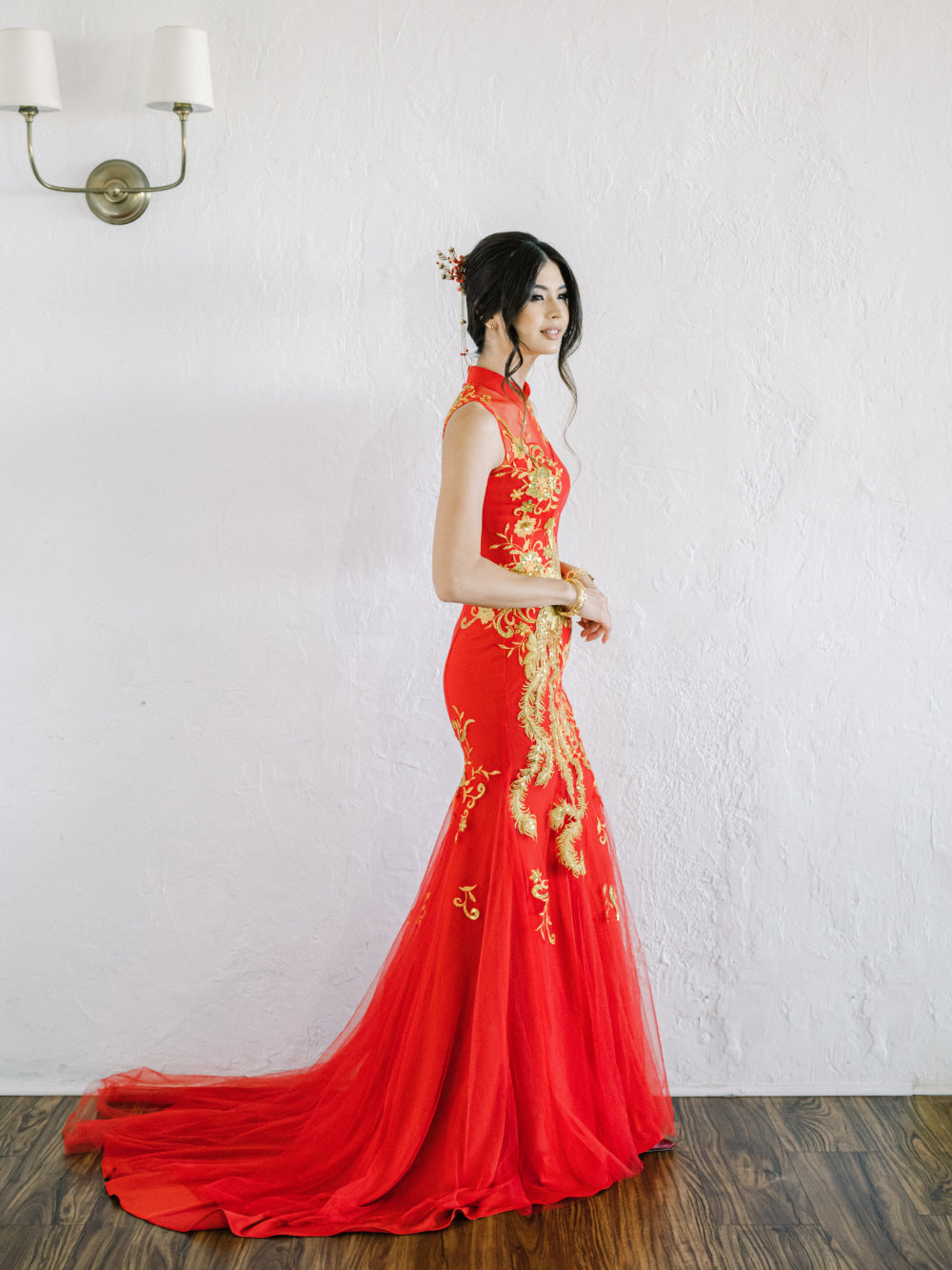 Suni Bespoke Dress | Red & Gold Mermaid Chinese Wedding Dress Suni Bespoke Dress | Red & Gold Mermaid Chinese Wedding Dress