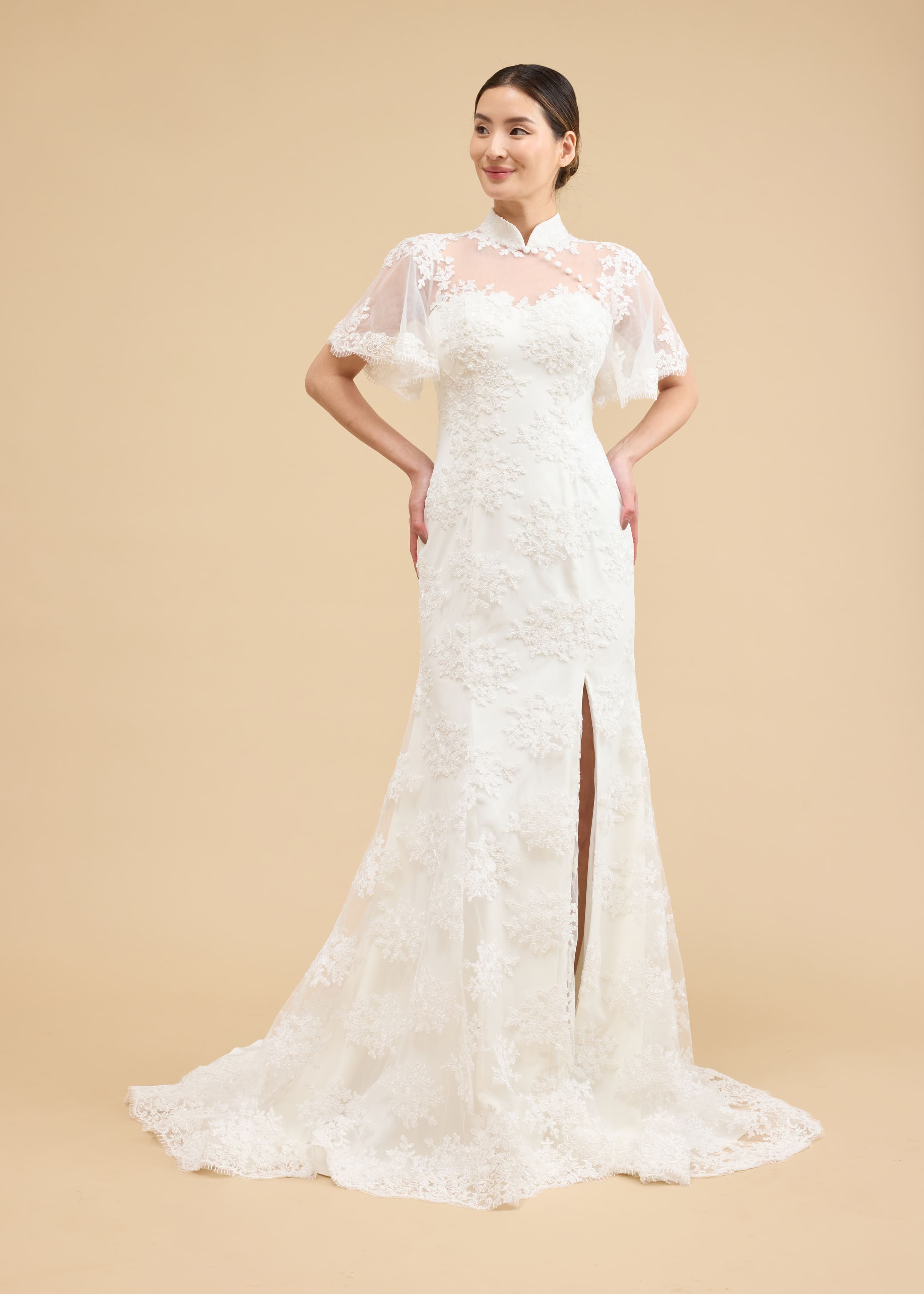 Lydia Bespoke Dress | Modern Lace A-Line Chinese Wedding Dress Lydia Bespoke Dress | Modern Lace A-Line Chinese Wedding Dress