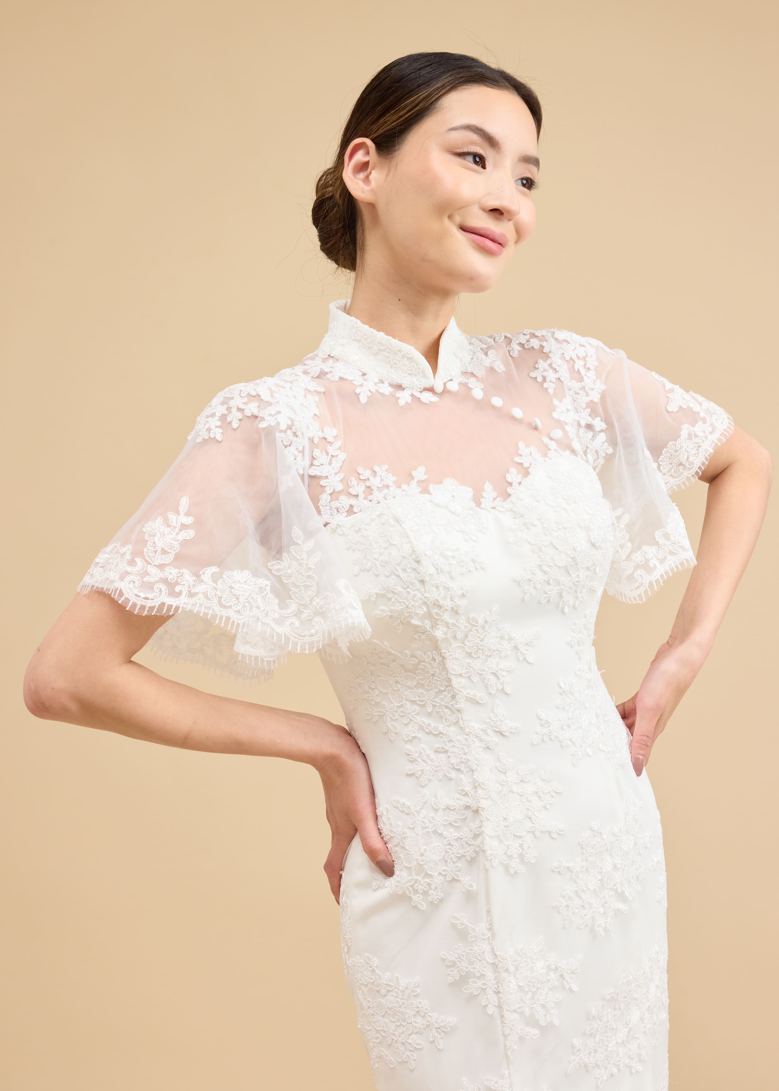 Lydia Bespoke Dress | Modern Lace A-Line Chinese Wedding Dress Lydia Bespoke Dress | Modern Lace A-Line Chinese Wedding Dress