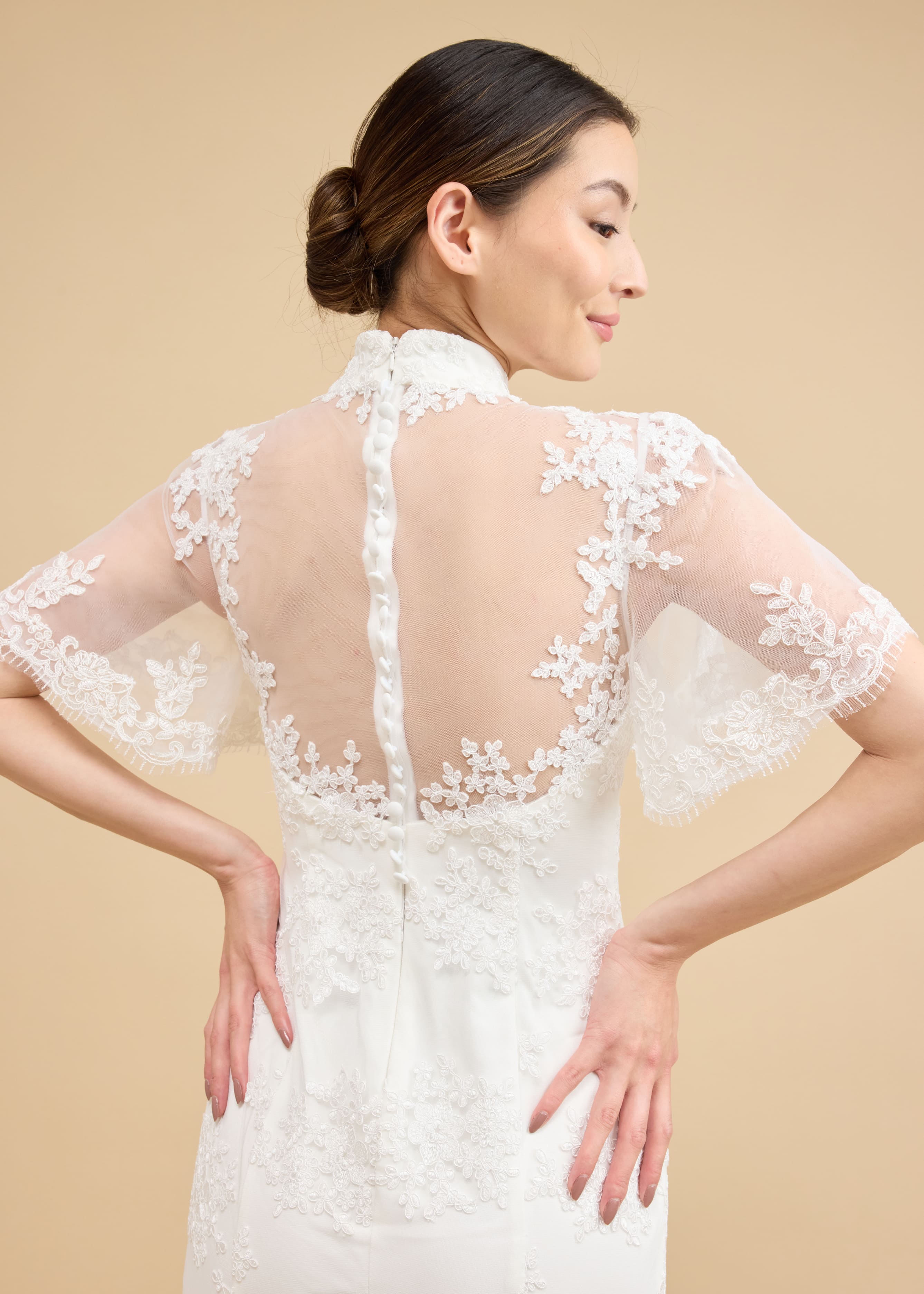 Lydia Bespoke Dress | Modern Lace A-Line Chinese Wedding Dress