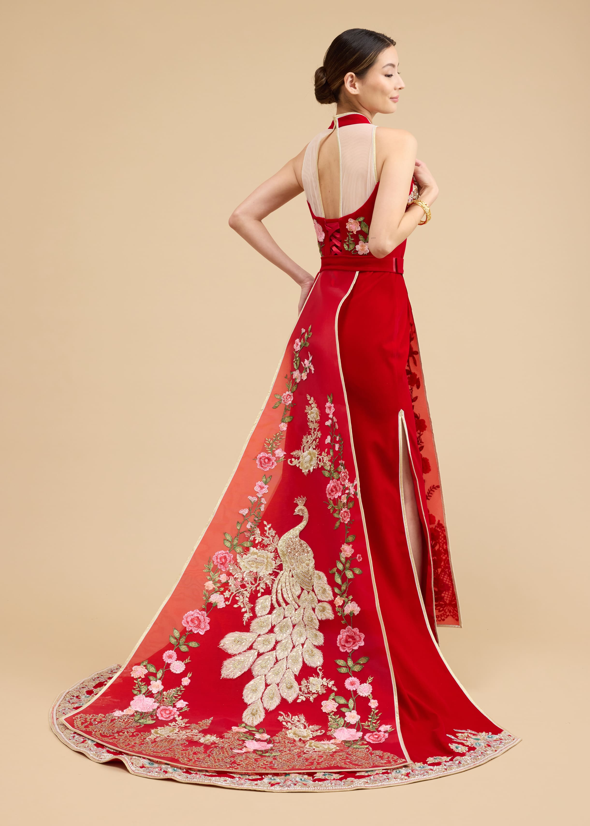 Celine Bespoke Dress | Red Phoenix Malaysian Chinese Inspired Wedding Dress Celine Bespoke Dress | Red Phoenix Malaysian Chinese Inspired Wedding Dress