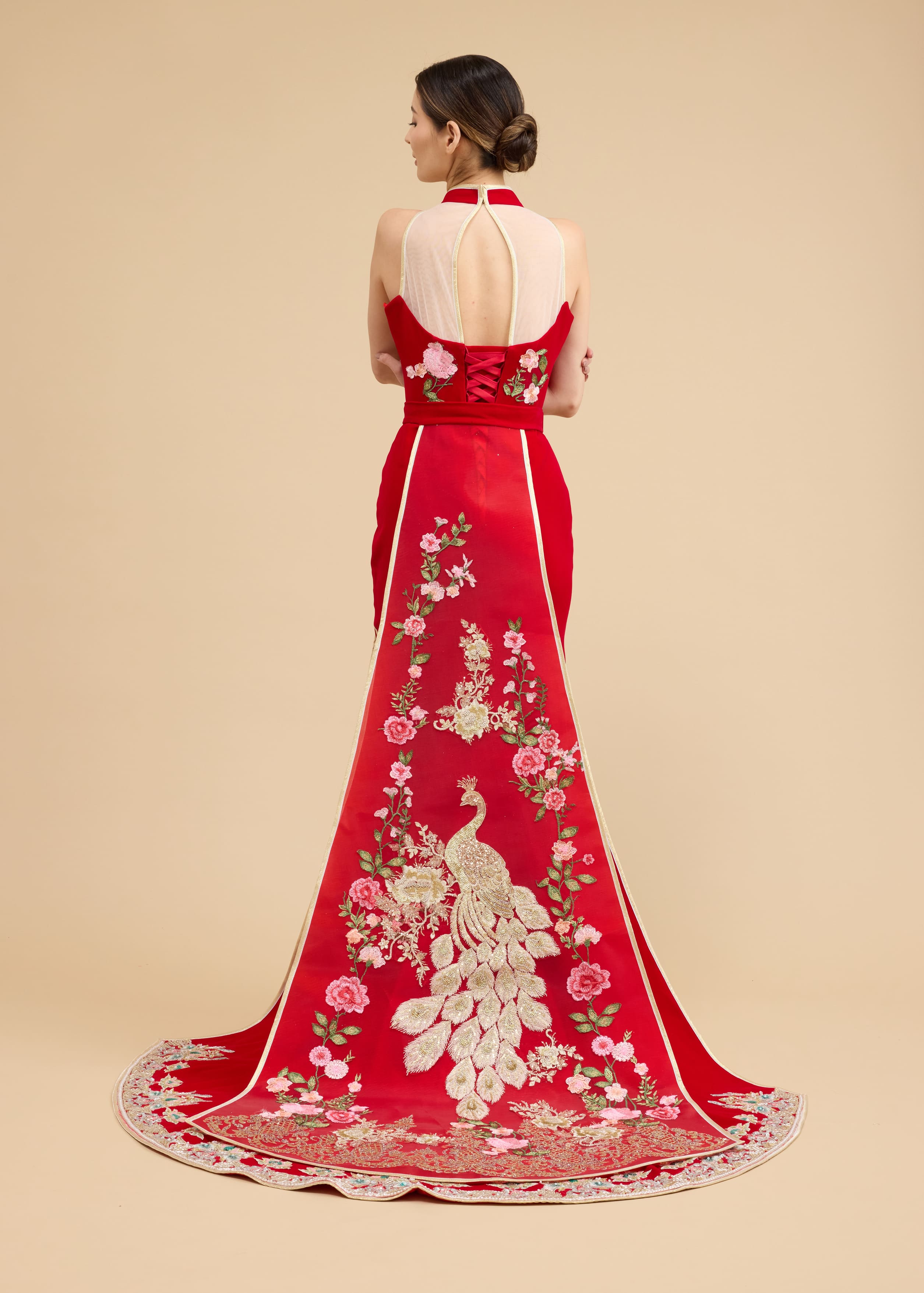 Celine Bespoke Dress | Red Phoenix Malaysian Chinese Inspired Wedding Dress Celine Bespoke Dress | Red Phoenix Malaysian Chinese Inspired Wedding Dress