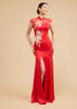 Clara Bespoke Dress | Modern Red & Gold Floral Mermaid Cheongsam Dress
