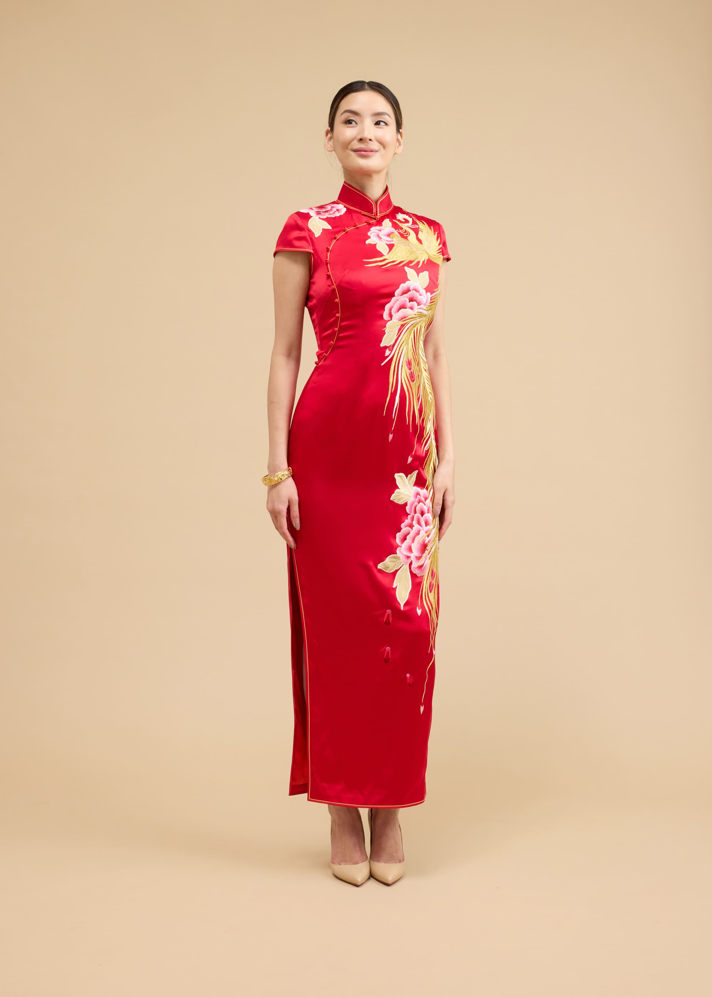 May Bespoke Dress | Phoenix and Floral Qipao Chinese Wedding Dress
