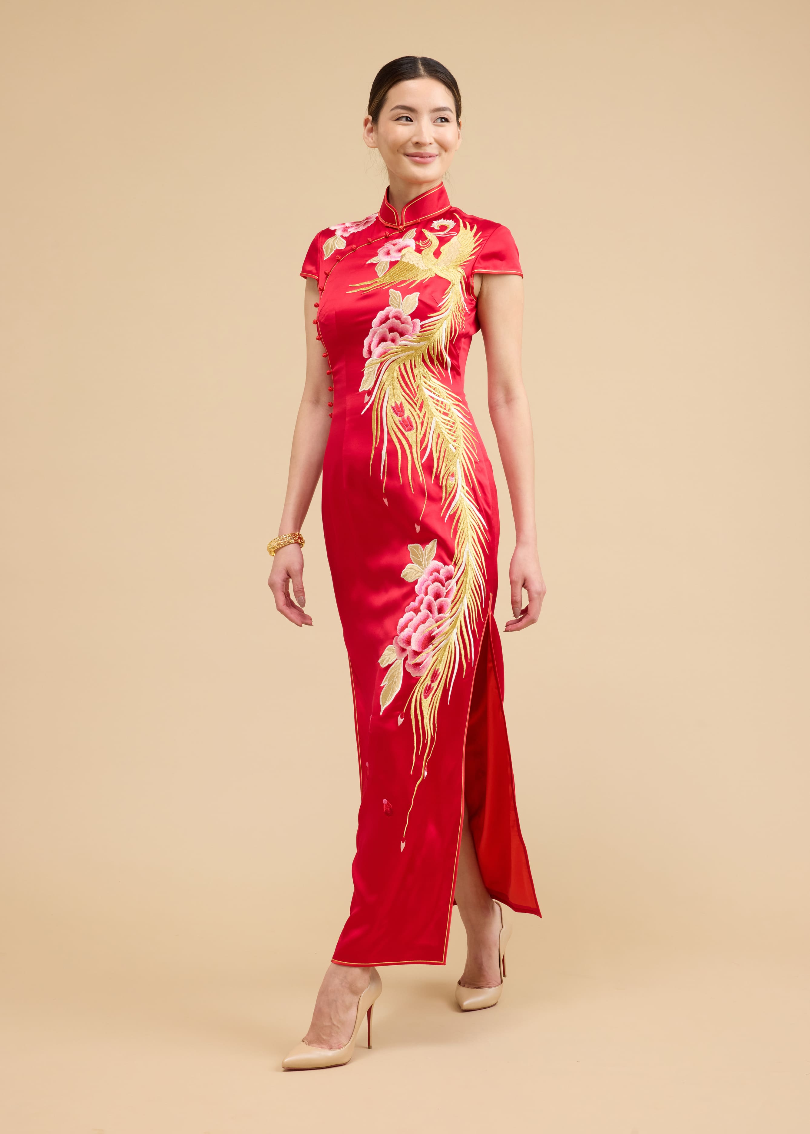 May Bespoke Dress | Phoenix and Floral Qipao Chinese Wedding Dress