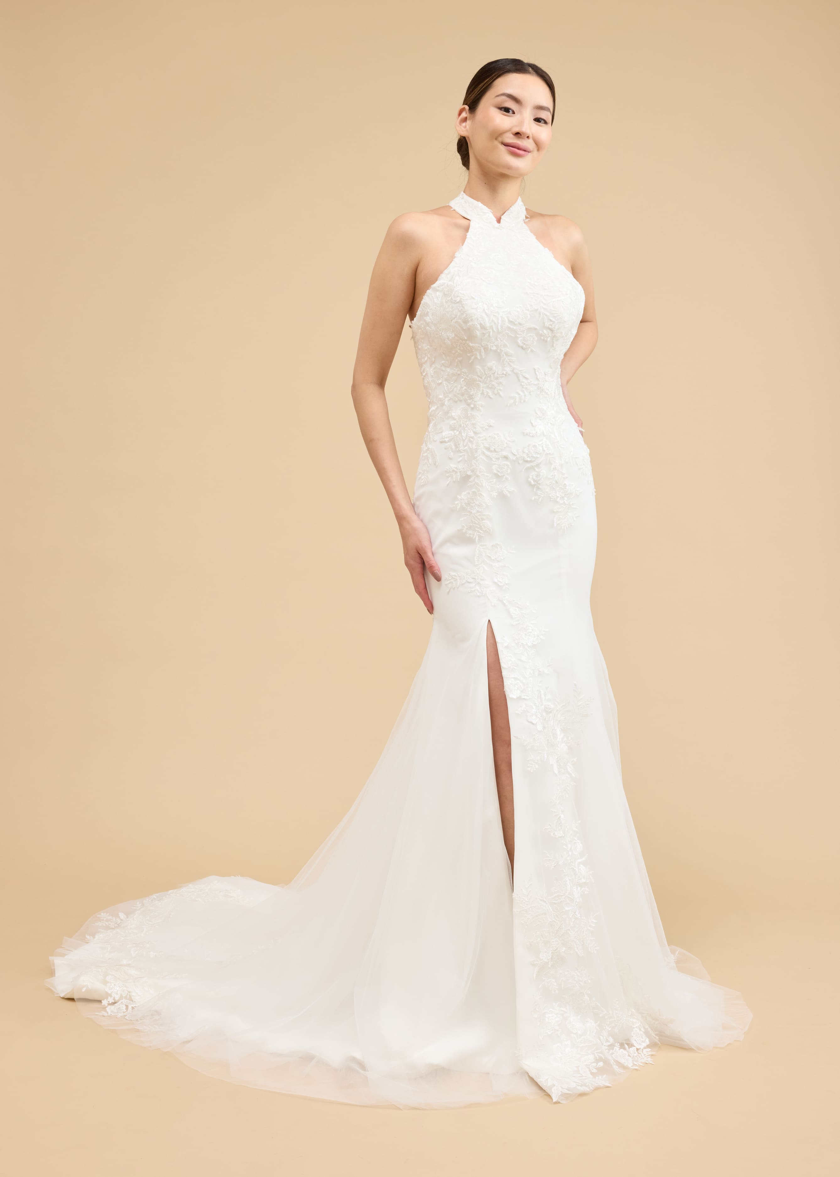 Natalie Bespoke Dress | Modern White Lace Halter Top Chinese Wedding Dress Natalie Bespoke Dress | Modern White Lace Halter Top Chinese Wedding Dress
