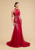 Olivia Bespoke Dress | Modern Wine Red Floral Mermaid Chinese Wedding Dress
