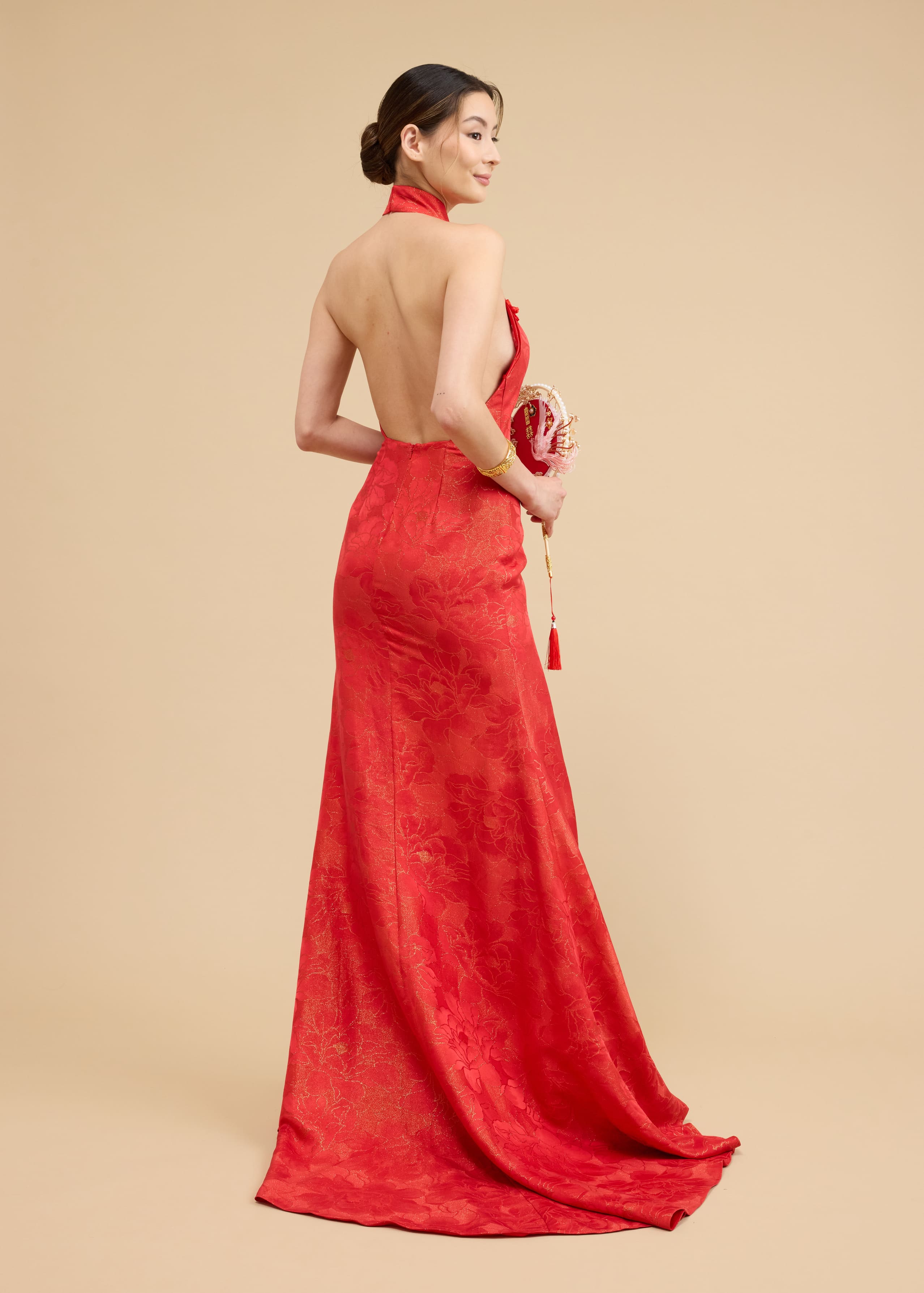 Lisa Bespoke Dress | Modern Red & Gold Silk Chinese Wedding Dress East Meets Dress Lisa Bespoke Dress | Modern Red & Gold Silk Chinese Wedding Dress East Meets Dress