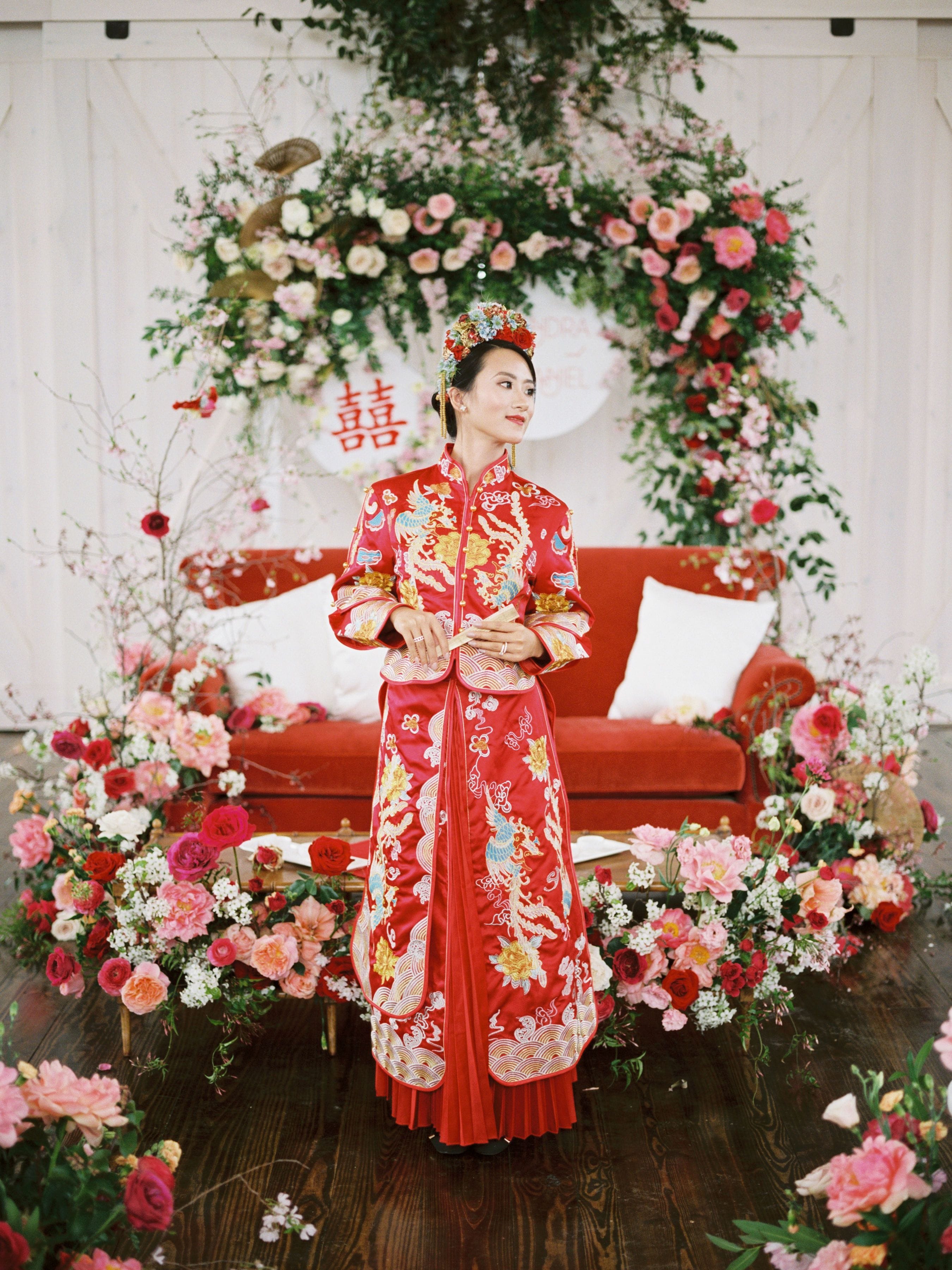 chinese designer wedding dresses Modern Chinese Wedding Dress, Red Cheongsam, Custom Qipao, Chinese Tea Ceremony Dress, Red Bridal Dress, Gold Phoenix Dragon Embroidery