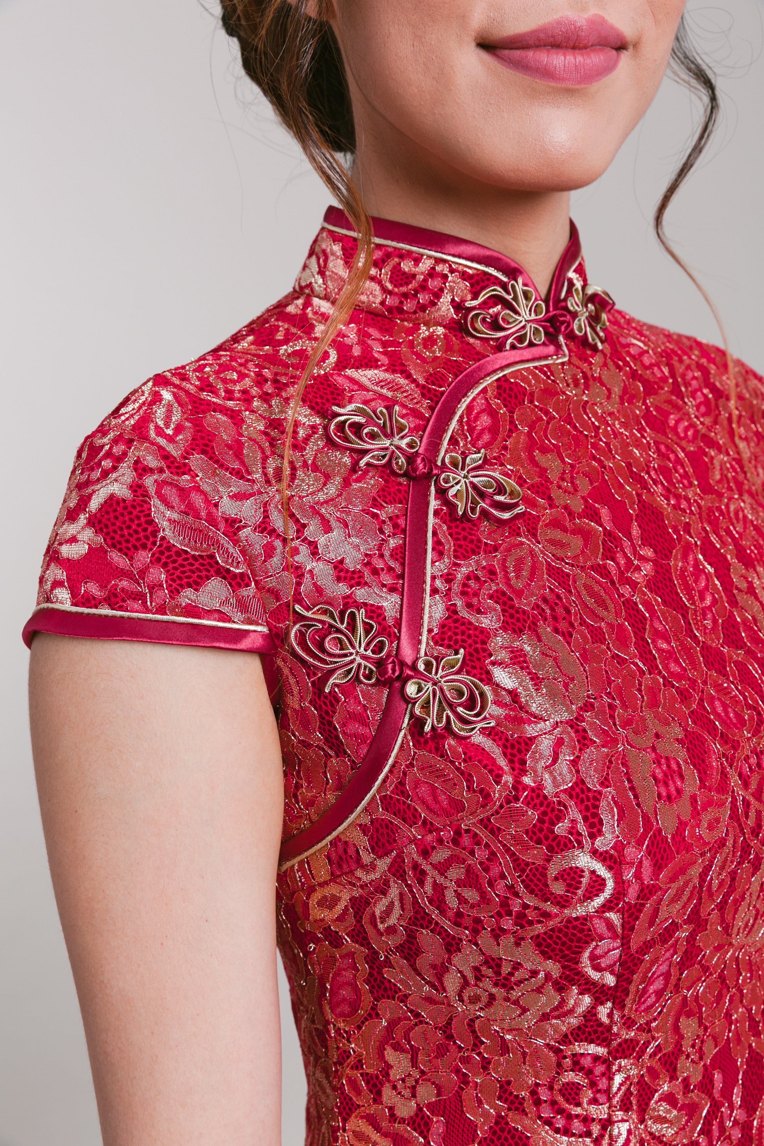 Melinda Dress | Traditional Lace Qipao | East Meets Dress S / Yes: Wine Red Tie Melinda Dress | Traditional Lace Qipao | East Meets Dress S / Yes: Wine Red Tie