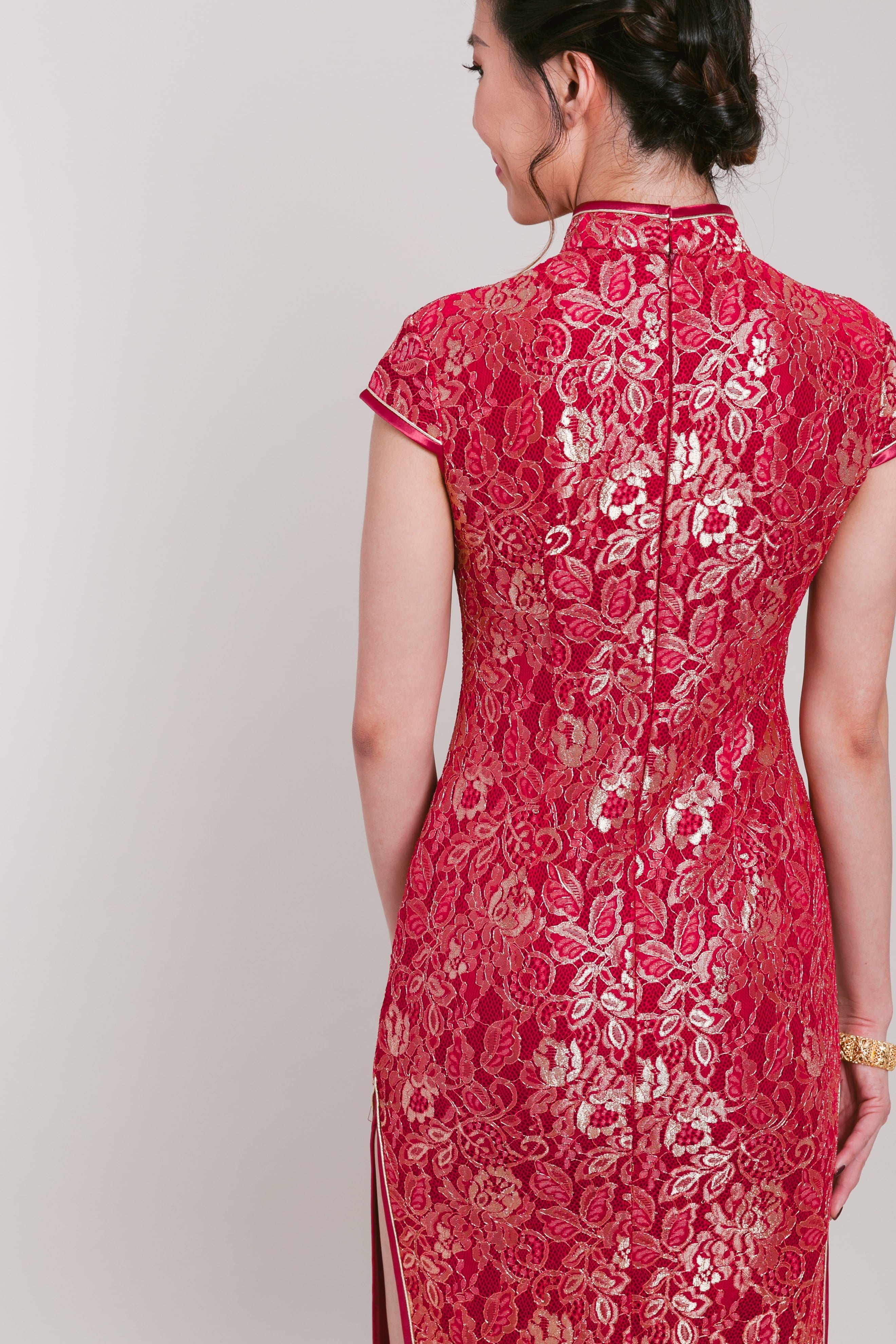 Melinda Dress | Traditional Lace Qipao | East Meets Dress S / Yes: Wine Red Tie Melinda Dress | Traditional Lace Qipao | East Meets Dress S / Yes: Wine Red Tie