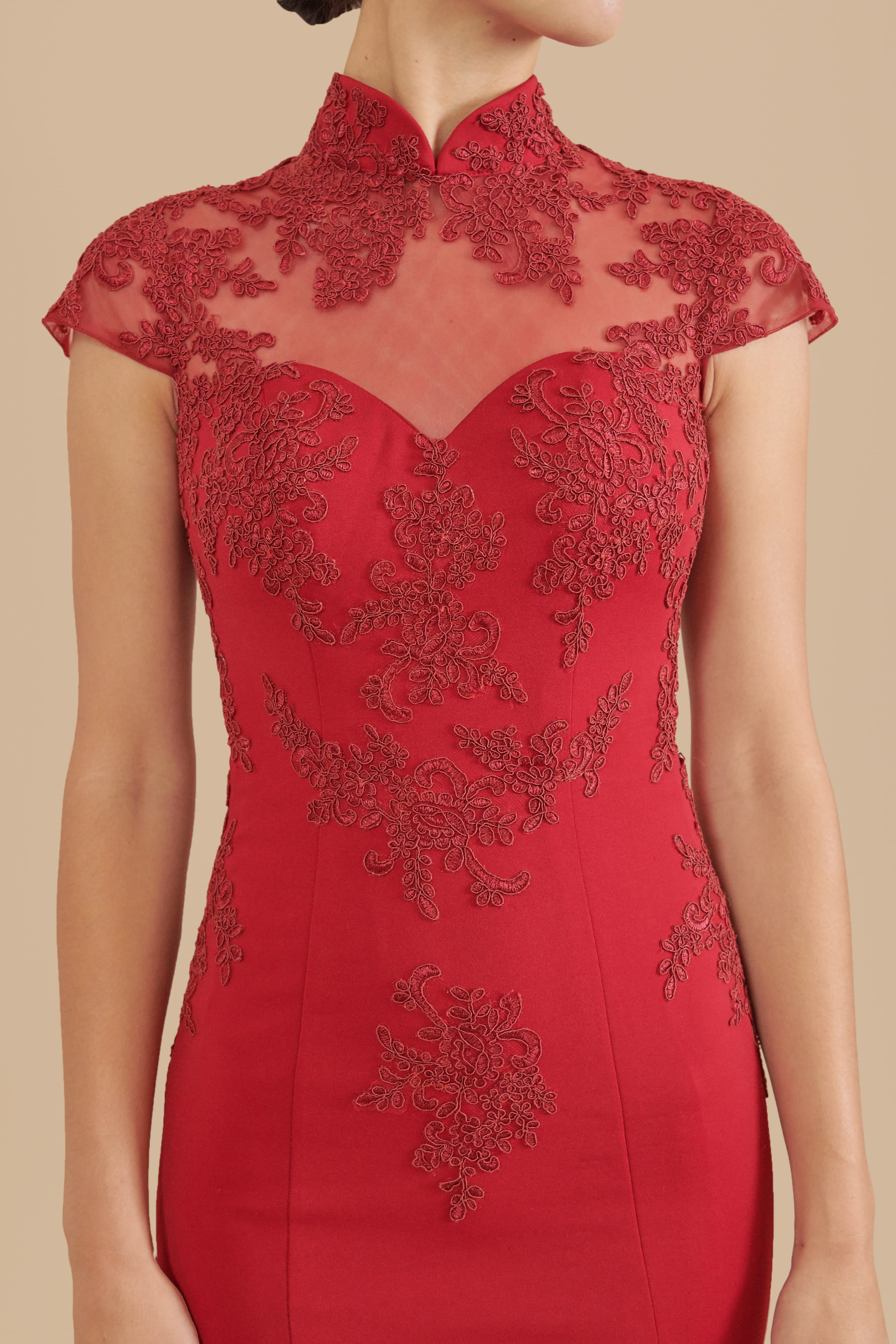 Amal Bespoke Dress | Modern Lace Wedding Cheongsam | East Meets Dress Amal Bespoke Dress | Modern Lace Wedding Cheongsam | East Meets Dress