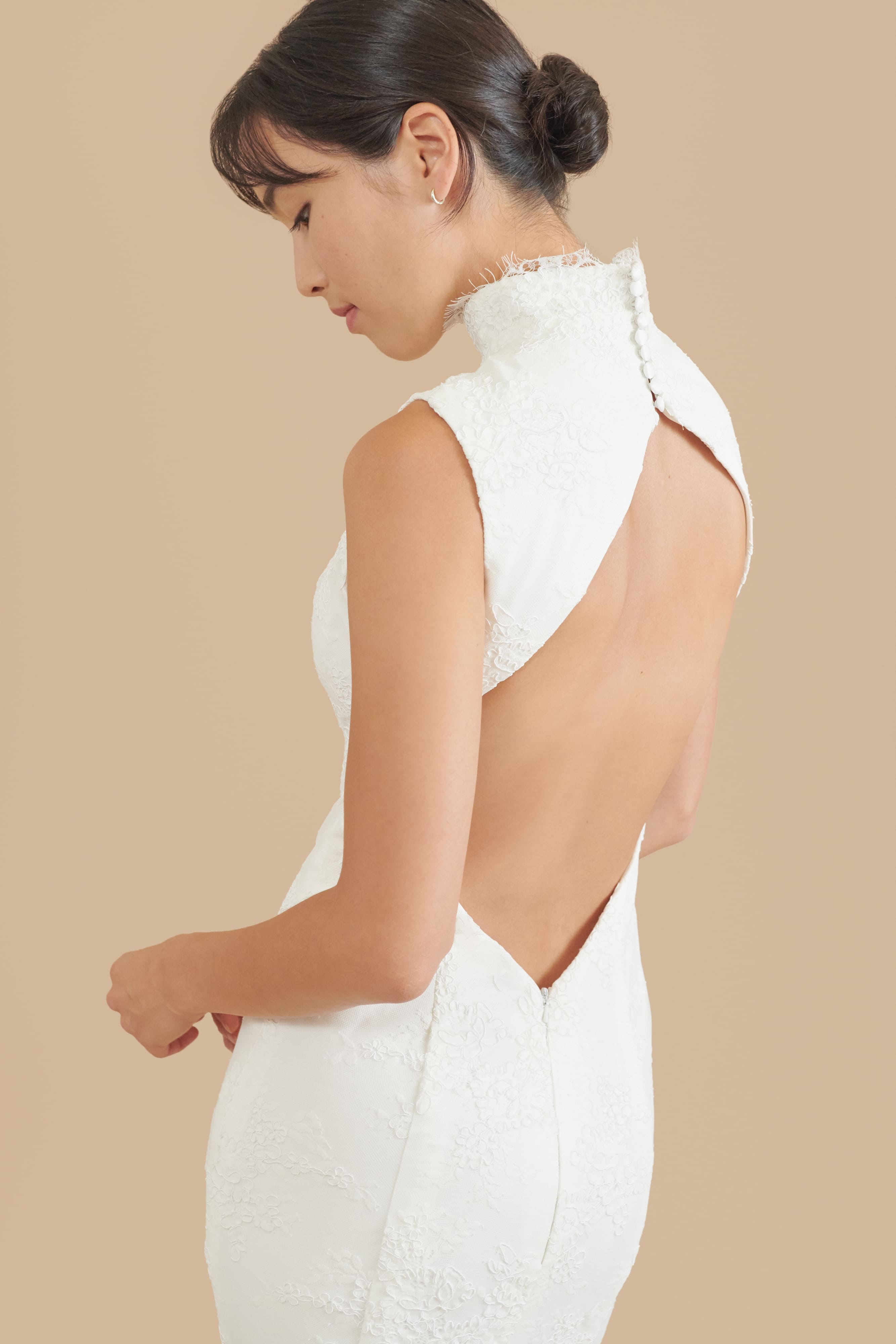 Jade Bespoke Dress | White Lace Cheongsam Wedding Dress | East Meets Dress Jade Bespoke Dress | White Lace Cheongsam Wedding Dress | East Meets Dress