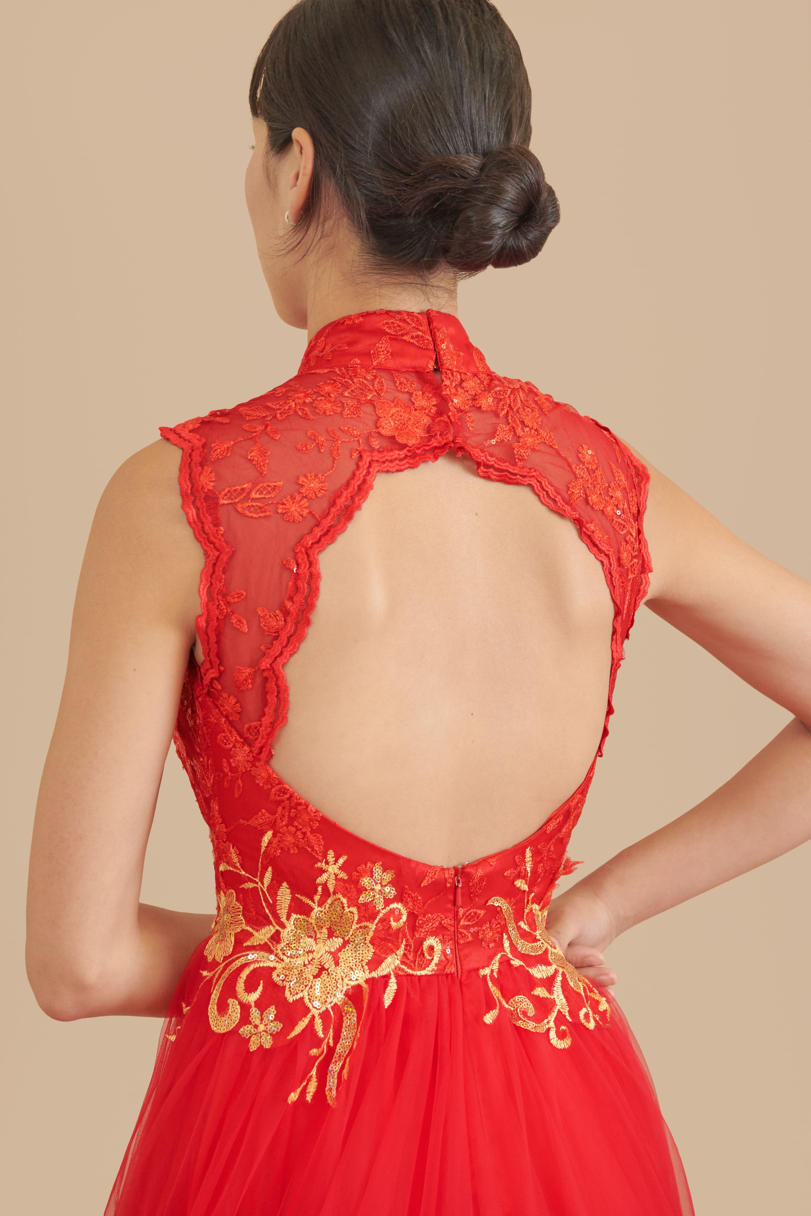 Red Lace Wedding Dress For A British Chinese Wedding