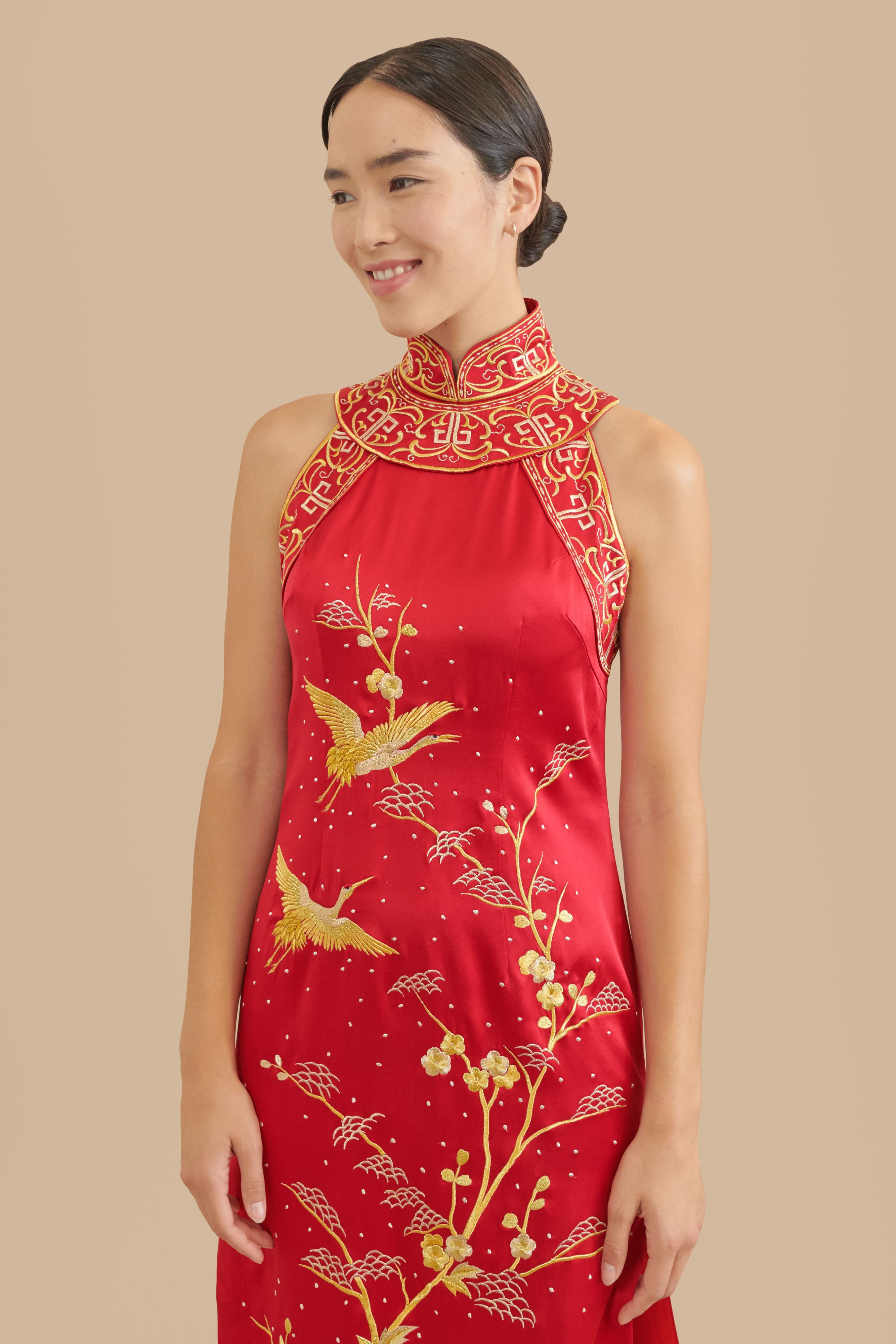 cheongsam evening dress Sunset Black Tulle Qipao / Cheongsam Evening Dress with Sequins