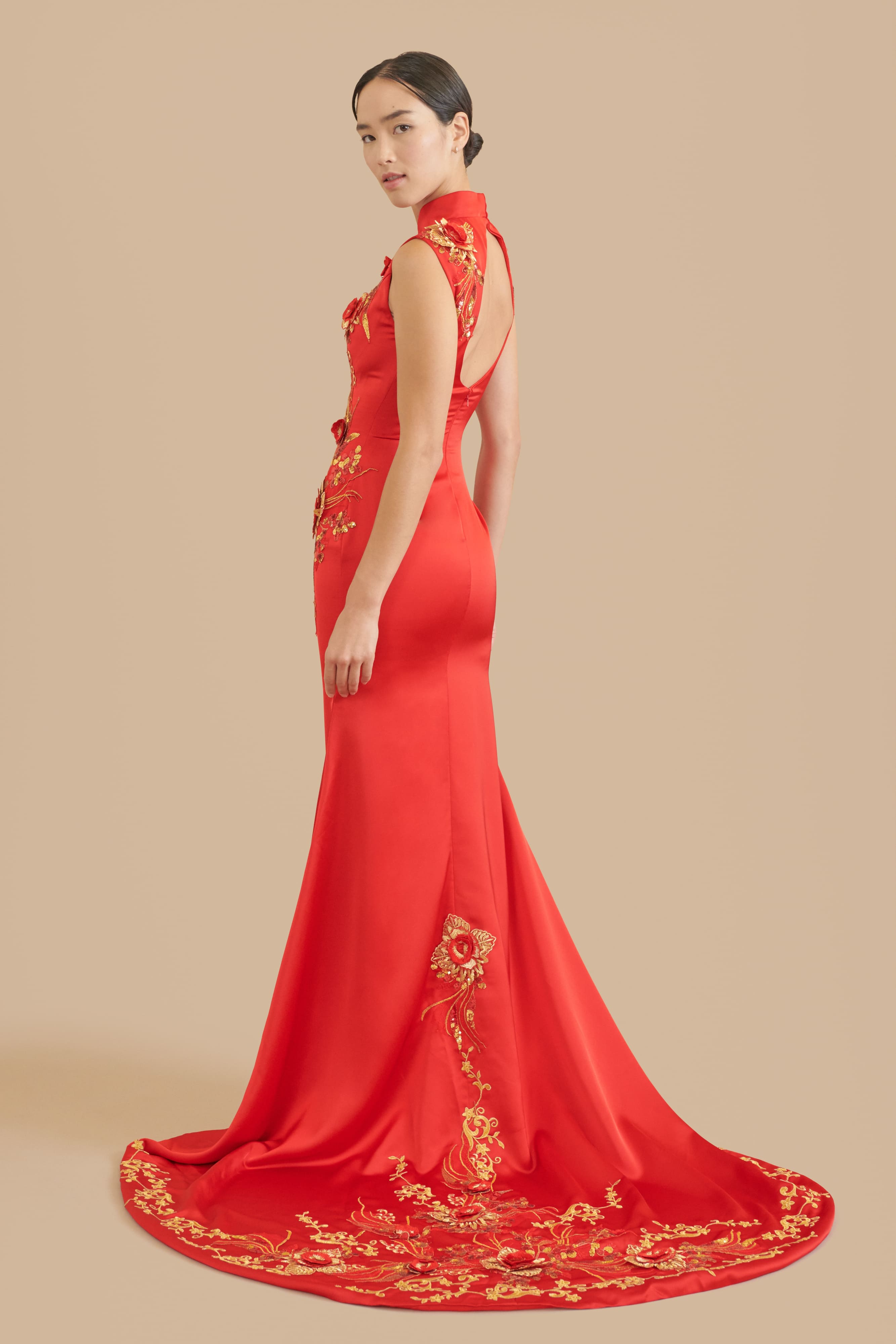 Maxine Bespoke Dress | Modern Red & Gold Chinese Wedding Dress | East Meets Dress Maxine Bespoke Dress | Modern Red & Gold Chinese Wedding Dress | East Meets Dress