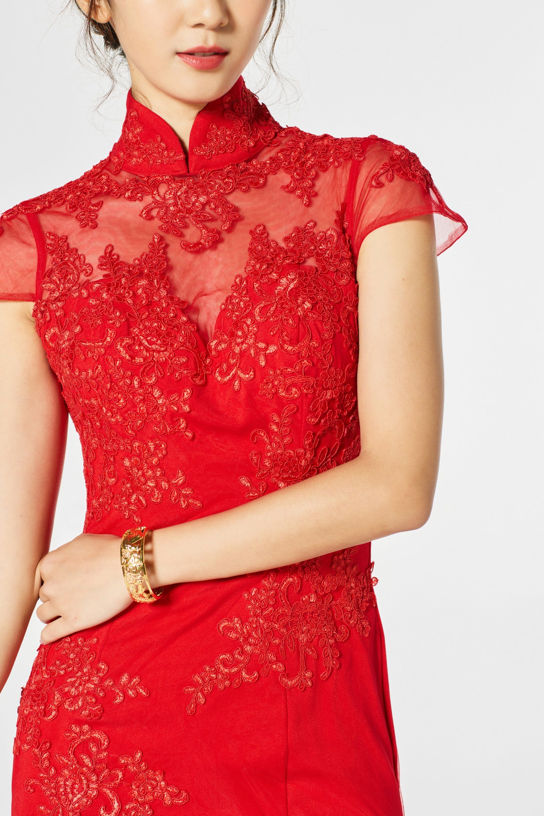 Chloe Bespoke Dress | Modern Red Lace Cheongsam Chloe Bespoke Dress | Modern Red Lace Cheongsam