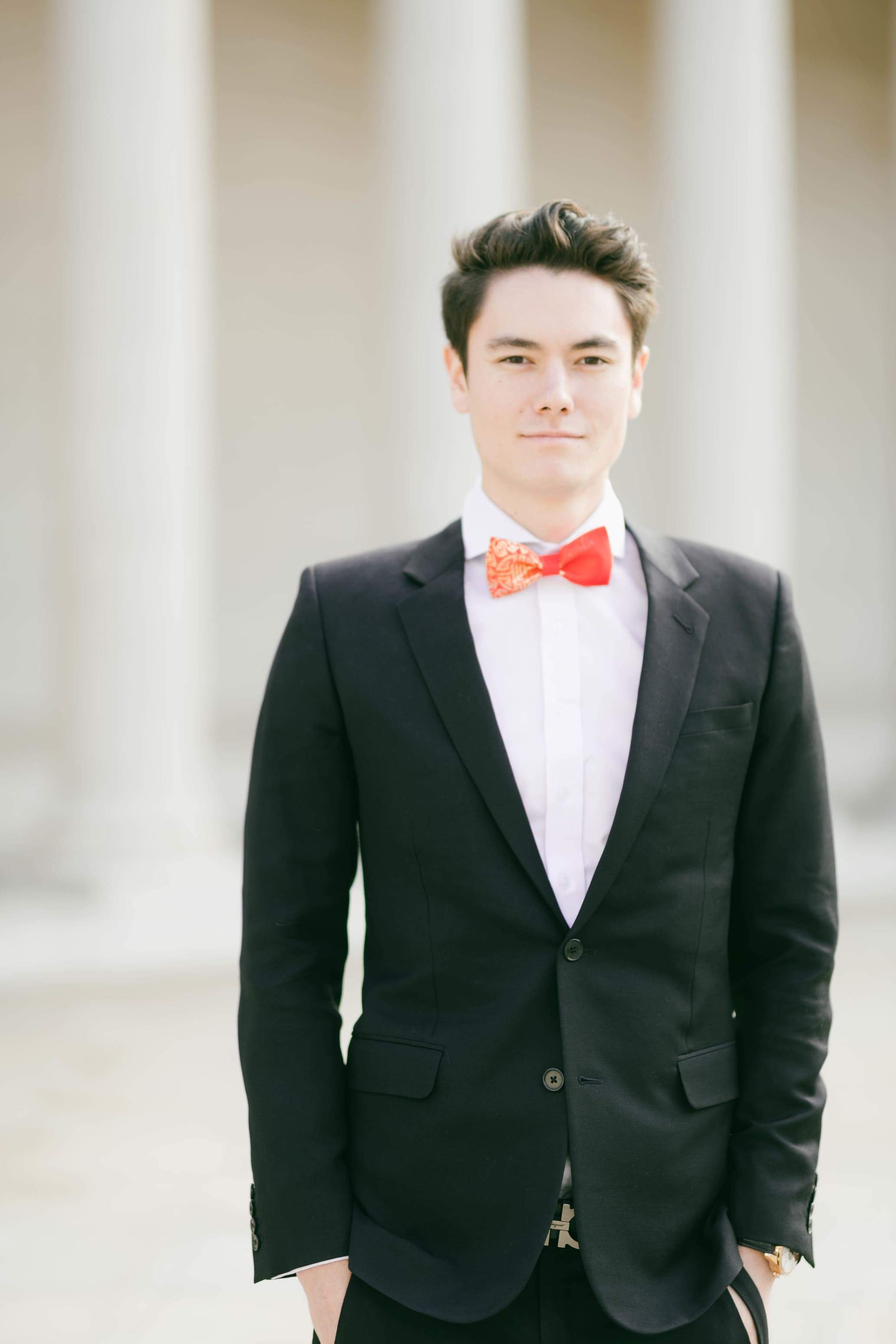 black dress shirt red bow tie Prom season starts with the details that make the statement. A sleek black dress shirt paired with a bold red bow tie is the perfect way to stand out with confidence, class,