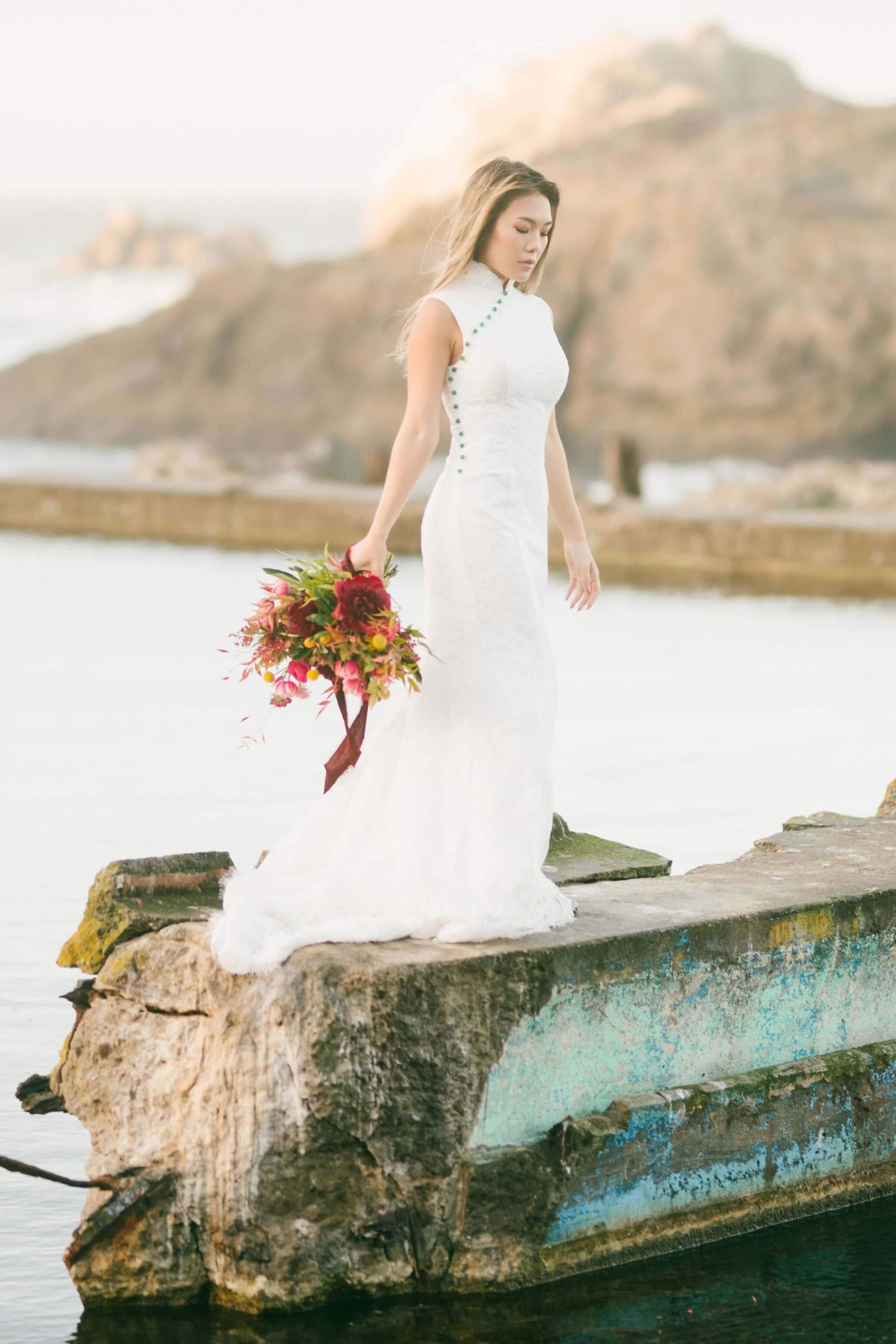 east meets dress Emma | Modern Chinese Wedding Dress always red Jade Bespoke Dress | White