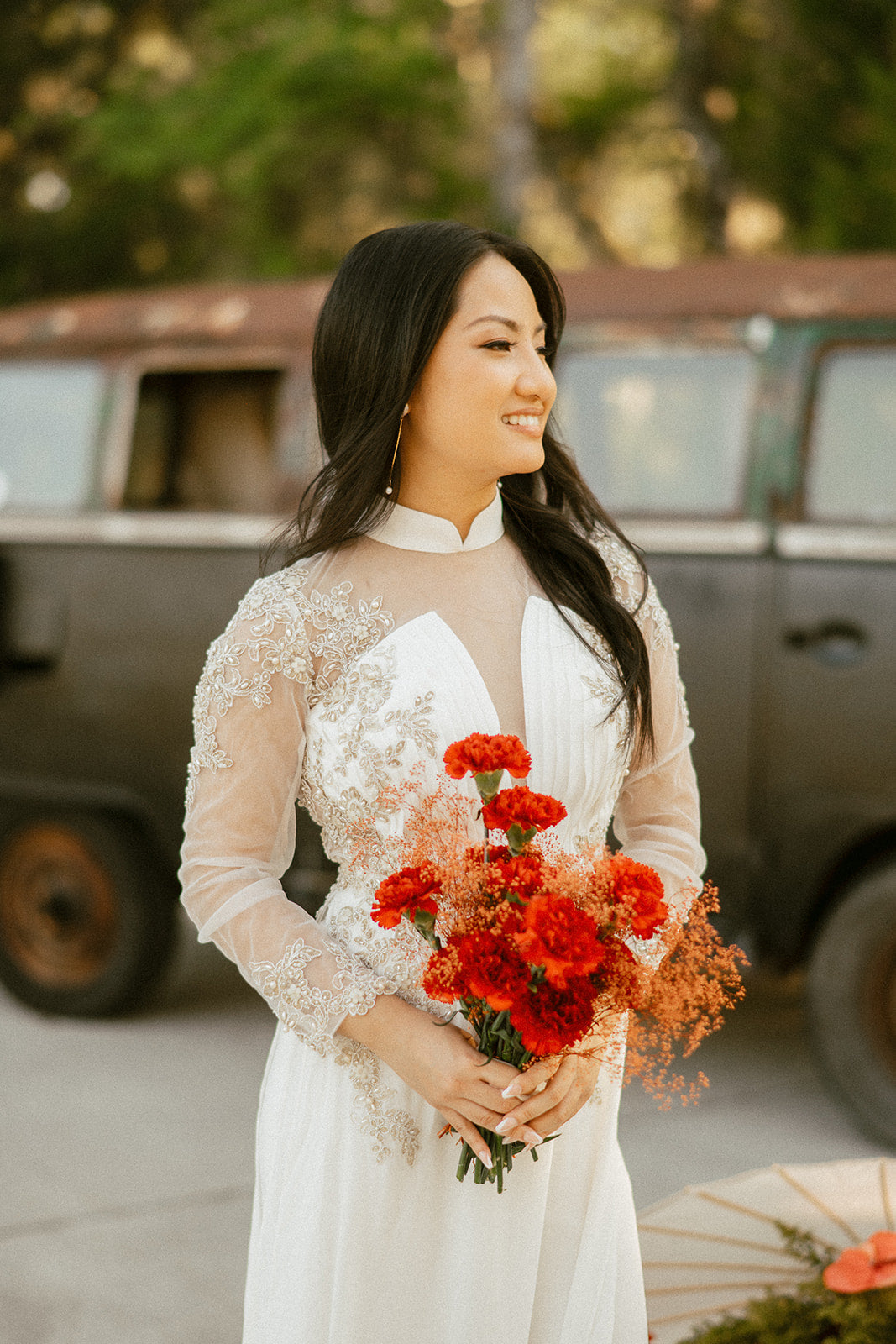 Lana Bespoke Dress  White Vietnamese Wedding Ao Dai – East Meets