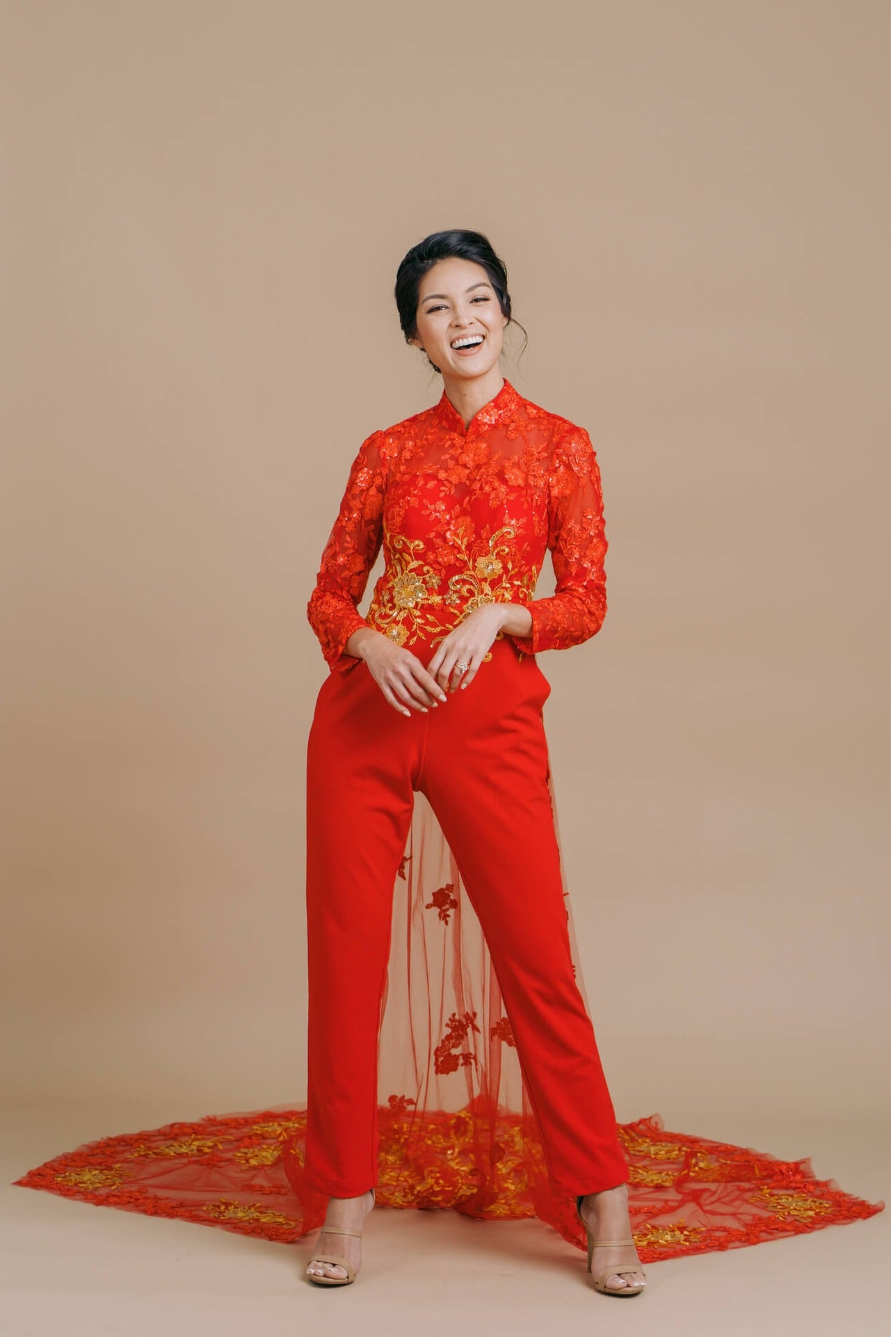 vietnamese dress modern Modern Premium Silk Ao Dai with Wings Sleeve for Women
