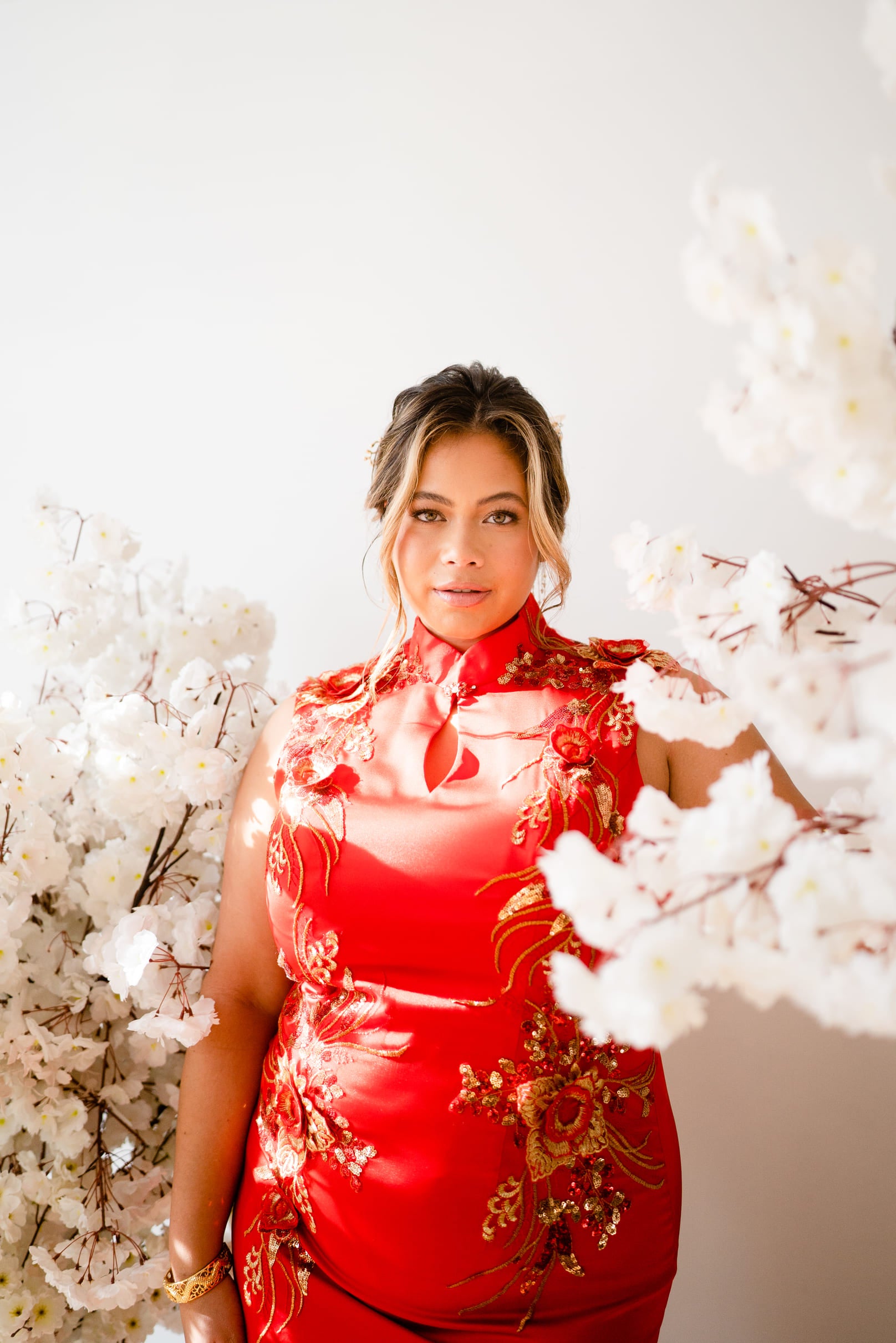 Maxine Bespoke Dress  Modern Red & Gold Chinese Wedding Dress
