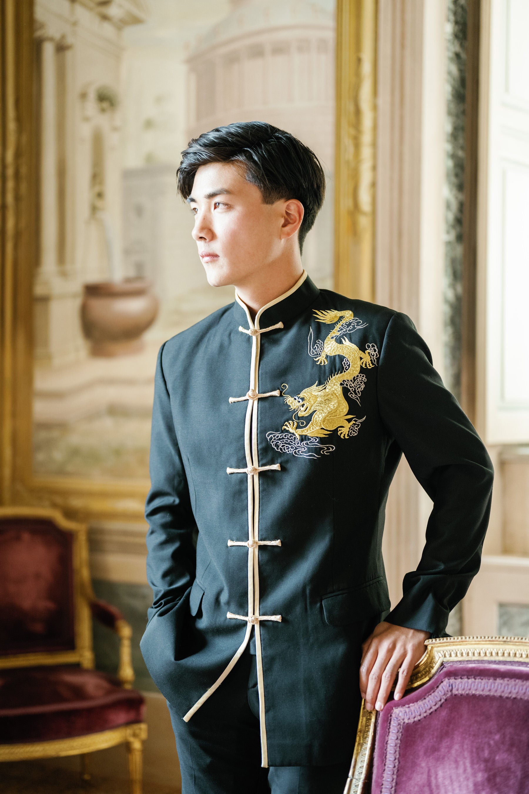 Ming Jacket | Black Mandarin Collar Suit Jacket Ming Jacket | Black Mandarin Collar Suit Jacket