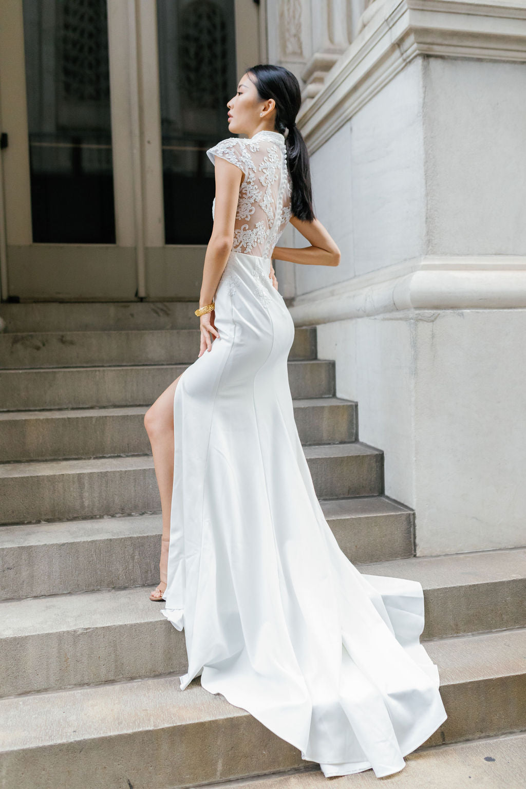 Amal Bespoke Dress | Modern Lace Wedding Cheongsam Amal Bespoke Dress | Modern Lace Wedding Cheongsam