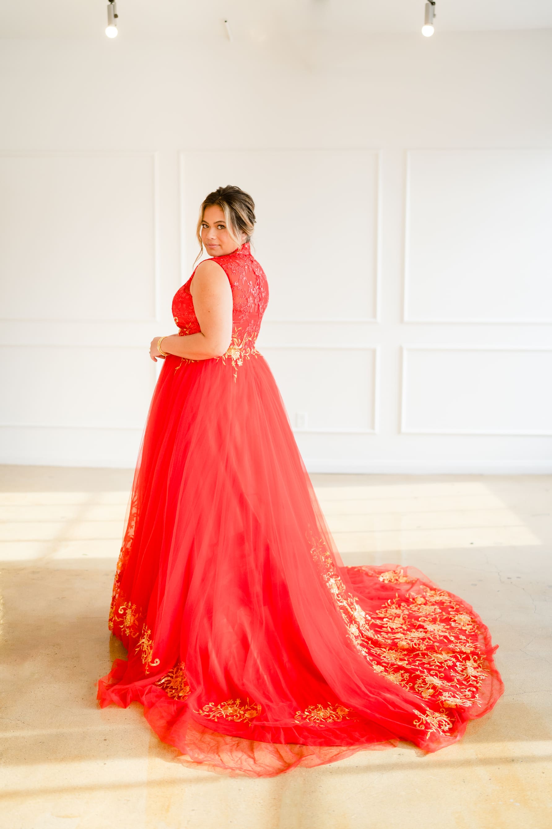 Mindy Bespoke Dress  Modern Red & Gold Chinese Wedding Dress – East Meets  Dress