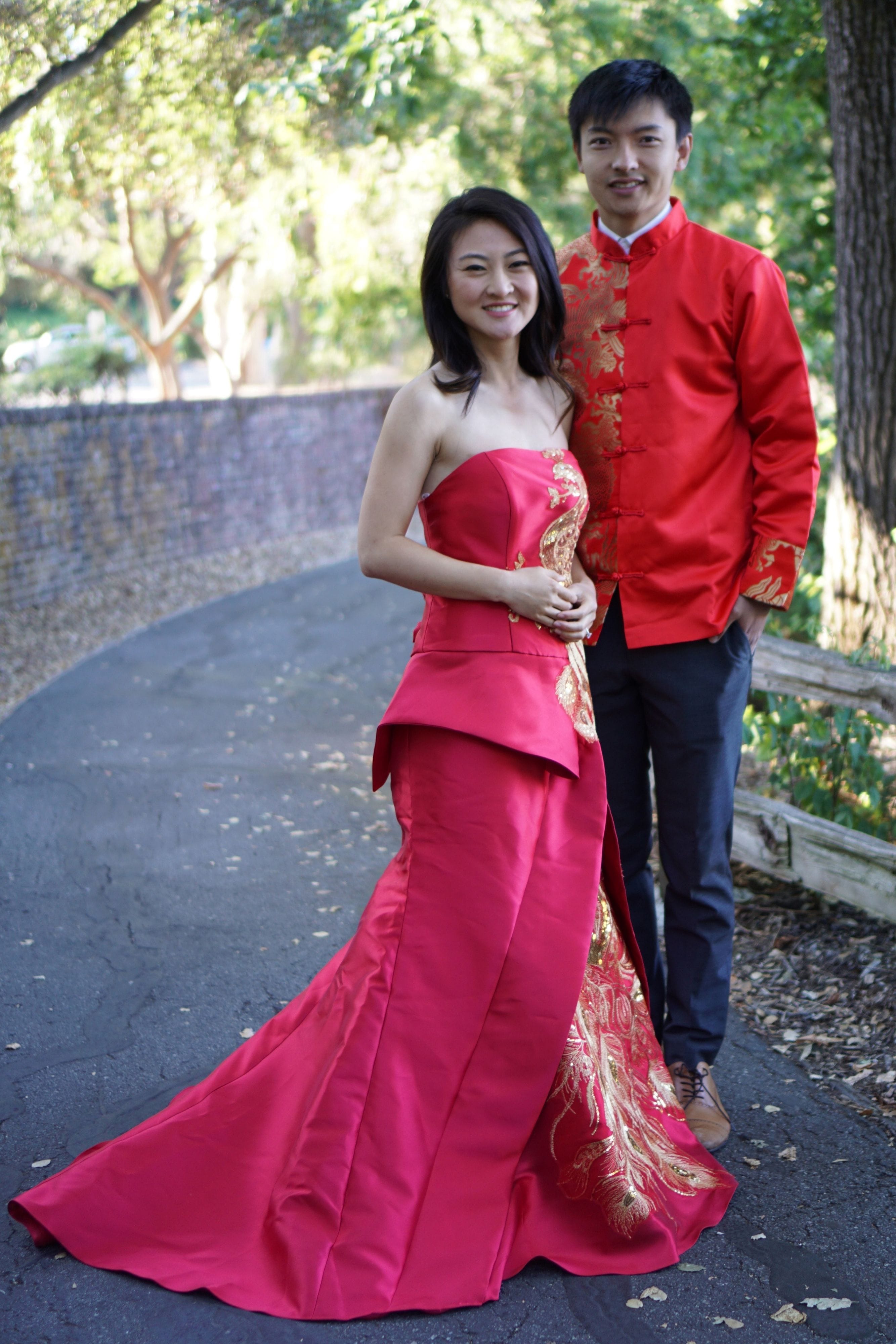 Peacock Chinese Red Wedding Dress | East Meets Dress - Nora Dress Xs / Yes: Red Tie Peacock Chinese Red Wedding Dress | East Meets Dress - Nora Dress Xs / Yes: Red Tie