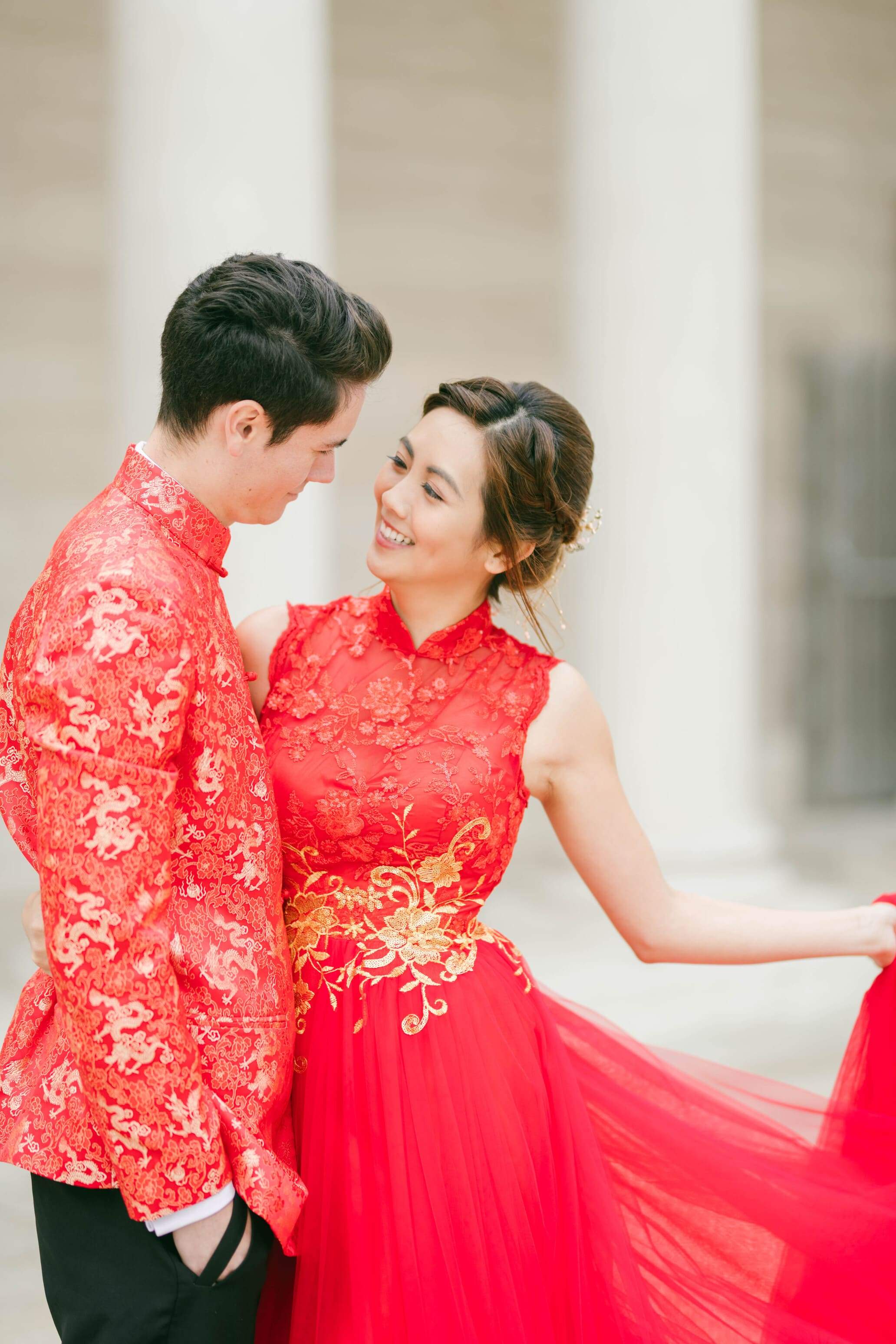Mindy Bespoke Dress | Modern Red Gold Chinese Wedding Dress – East Meets Dress