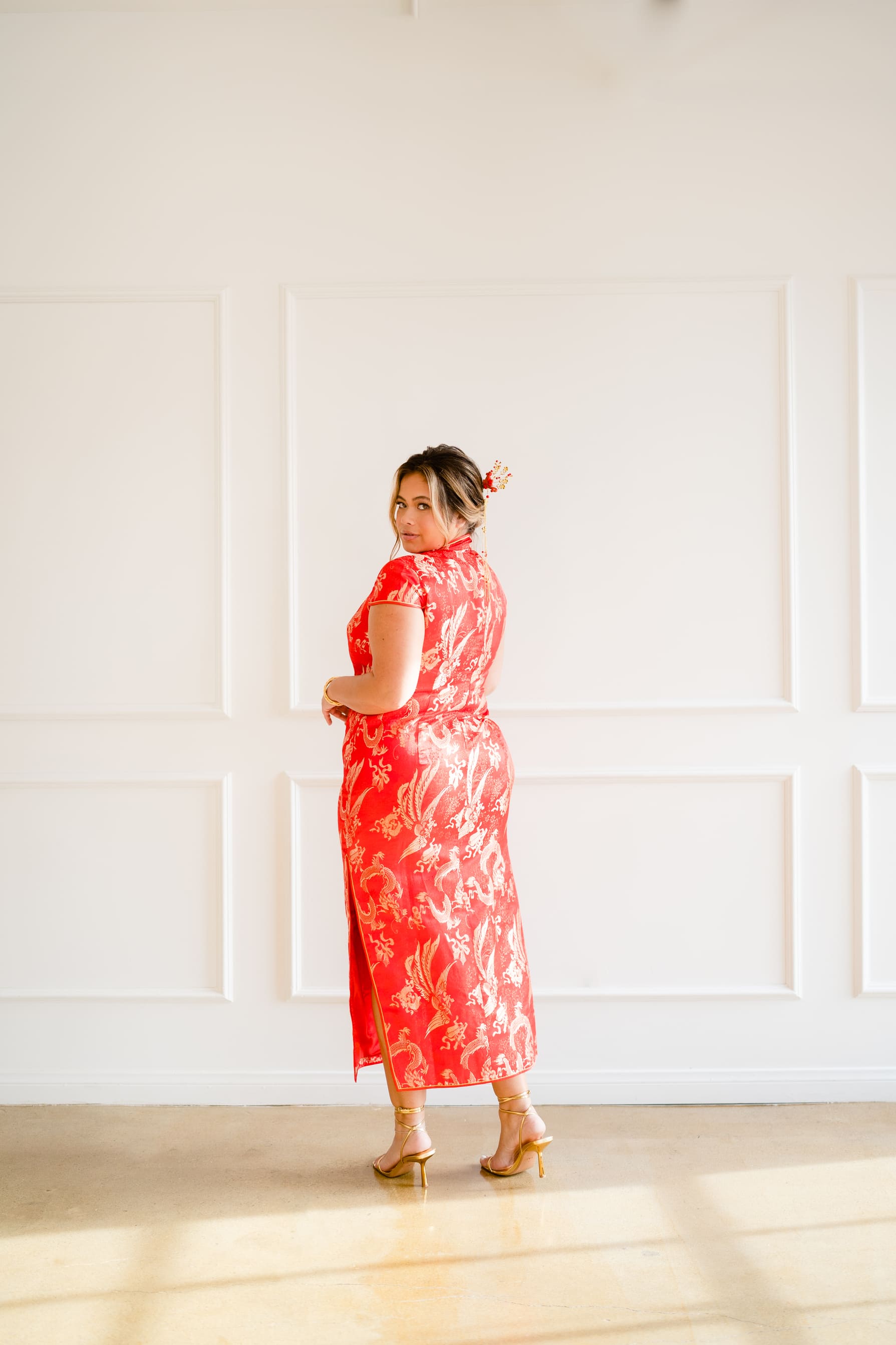 east meets dress Peacock Chinese Red Wedding | Dress A modern red Chinese wedding dress that exudes elegance and romance Amal Bespoke Dress | Modern