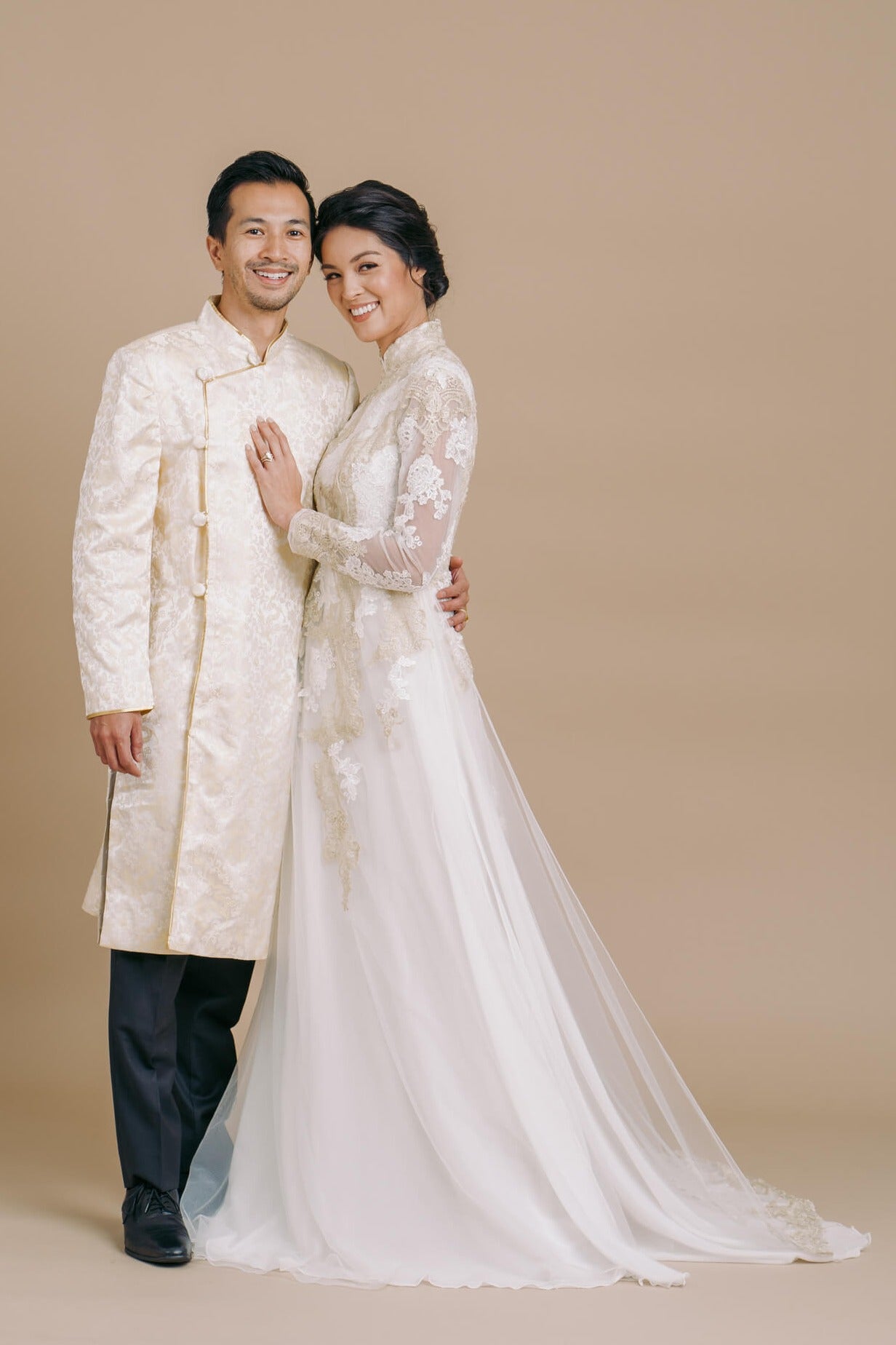 White Authentic Traditional Vietnamese Dress Ao Dai Handmade Rare