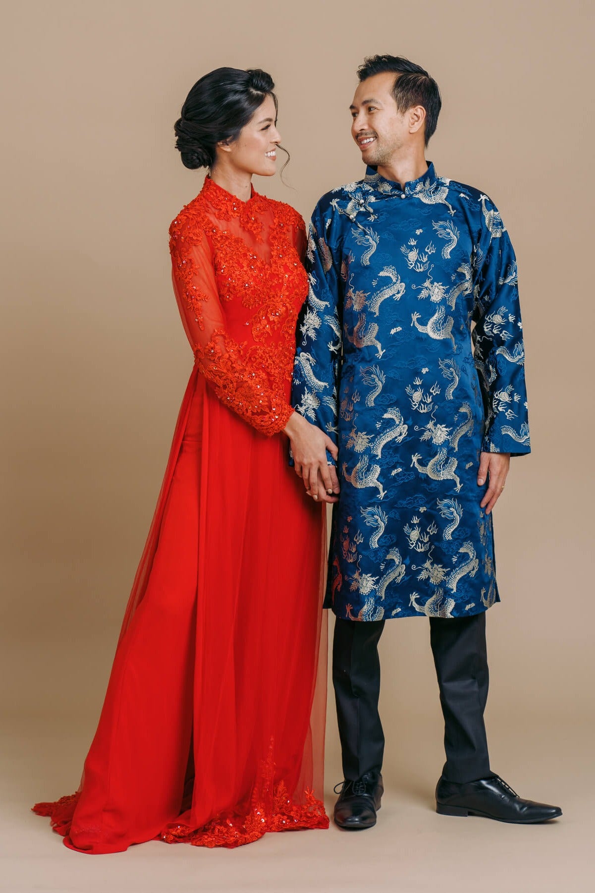 Hong Jacket  Traditional Vietnamese Men's Wedding Ao Gam – East