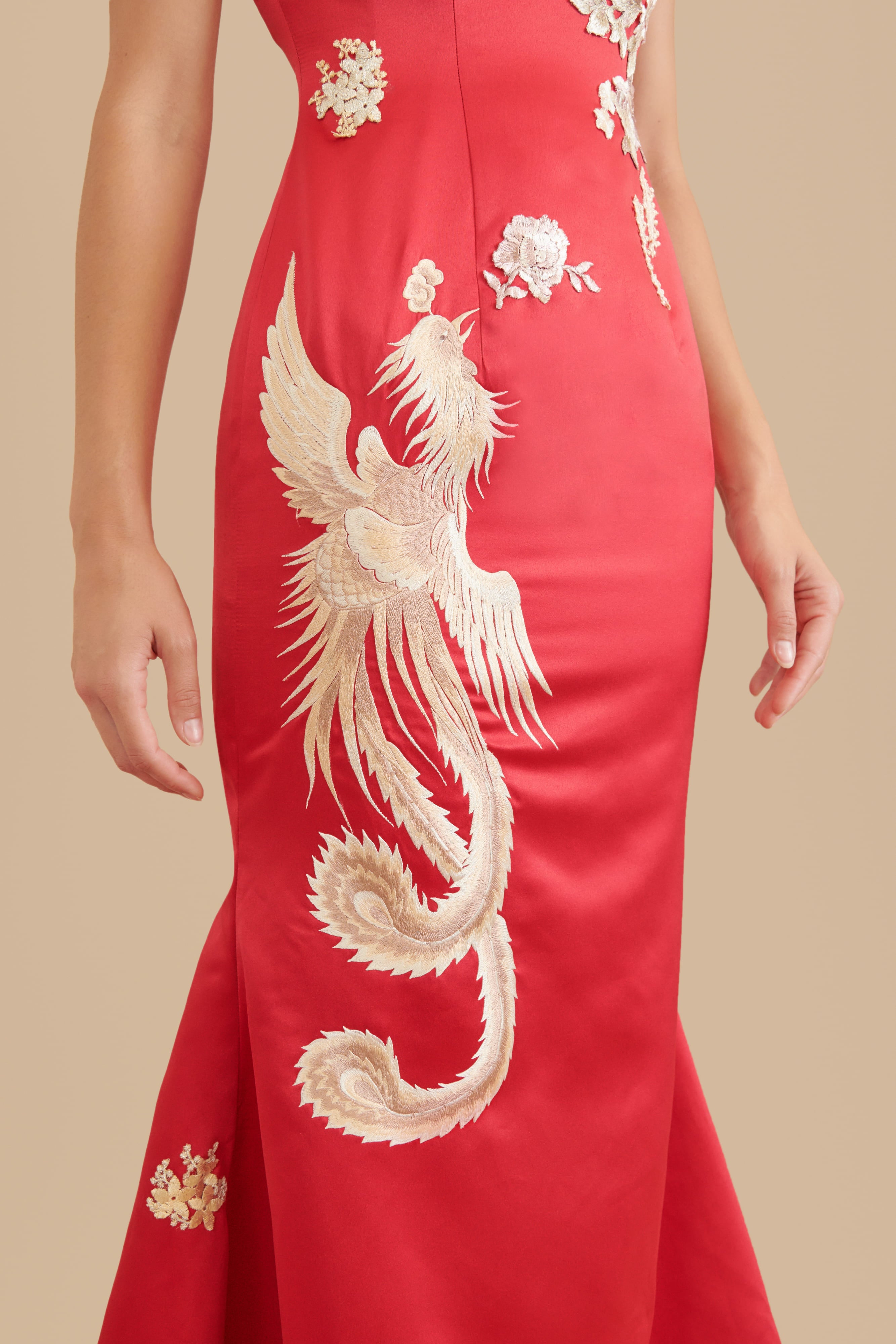 Chinese wedding dress, slim and slim, dragon and phoenix dress, Red/Female.  : Amazon.de: Fashion