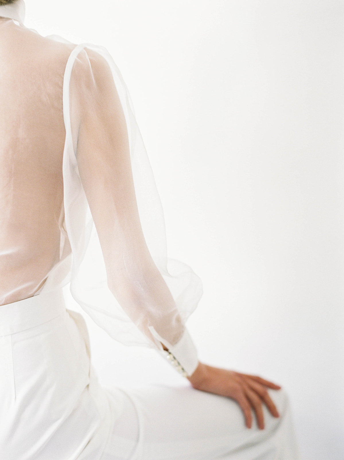 Helen Bespoke Pantsuit | Modern White Cheongsam Pantsuit