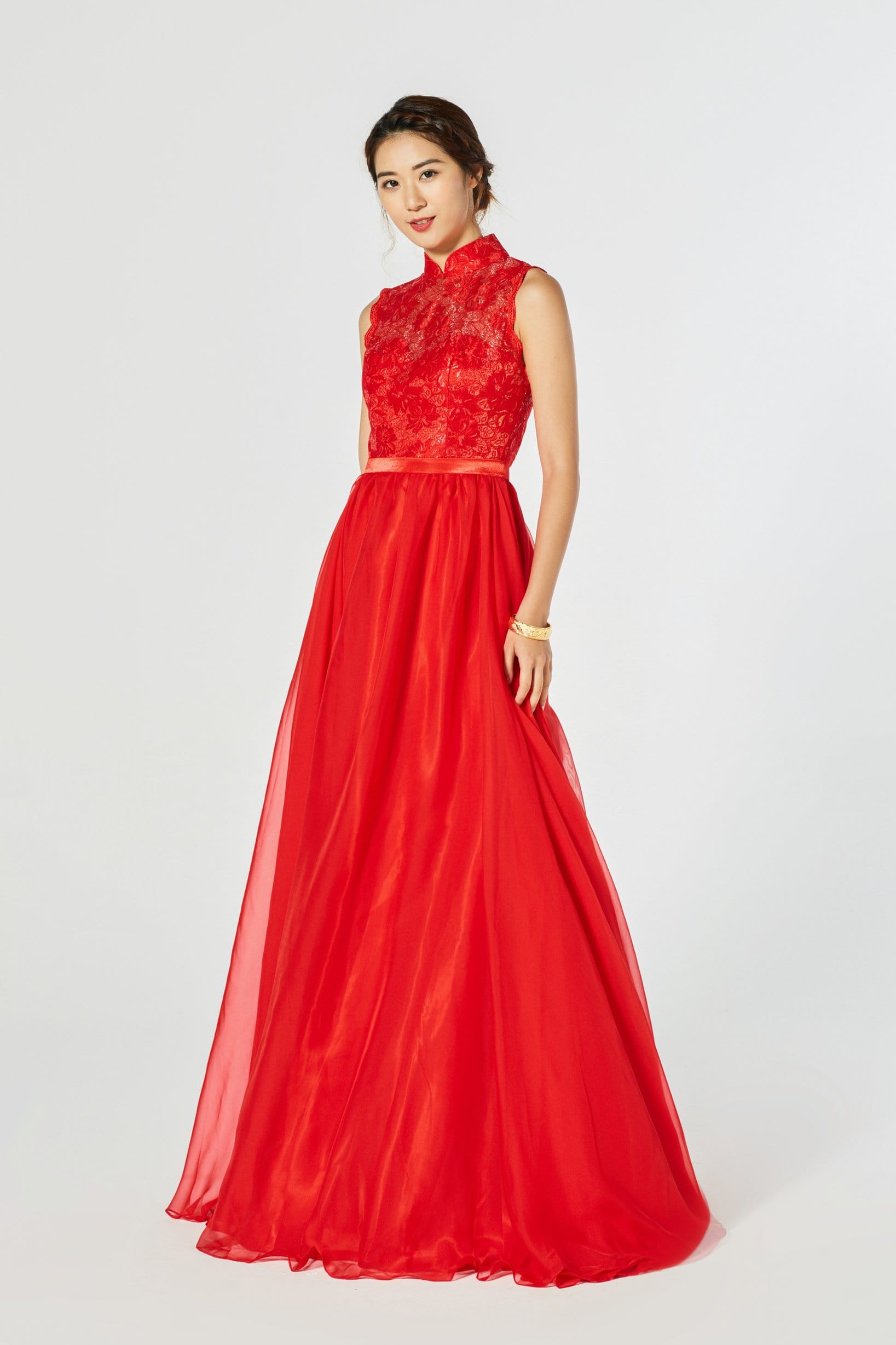 Modern Chinese Wedding Dress | Red and Gold A-line Qipaos Modern Chinese Wedding Dress | Red and Gold A-line Qipaos