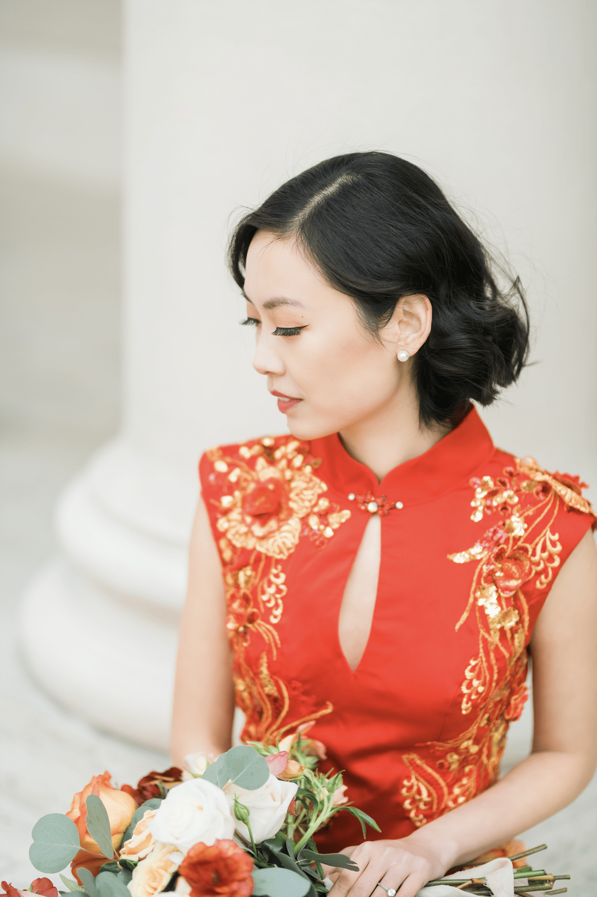 east meets dress Maxine Bespoke Dress | Modern Red & Gold Chinese Wedding Dress